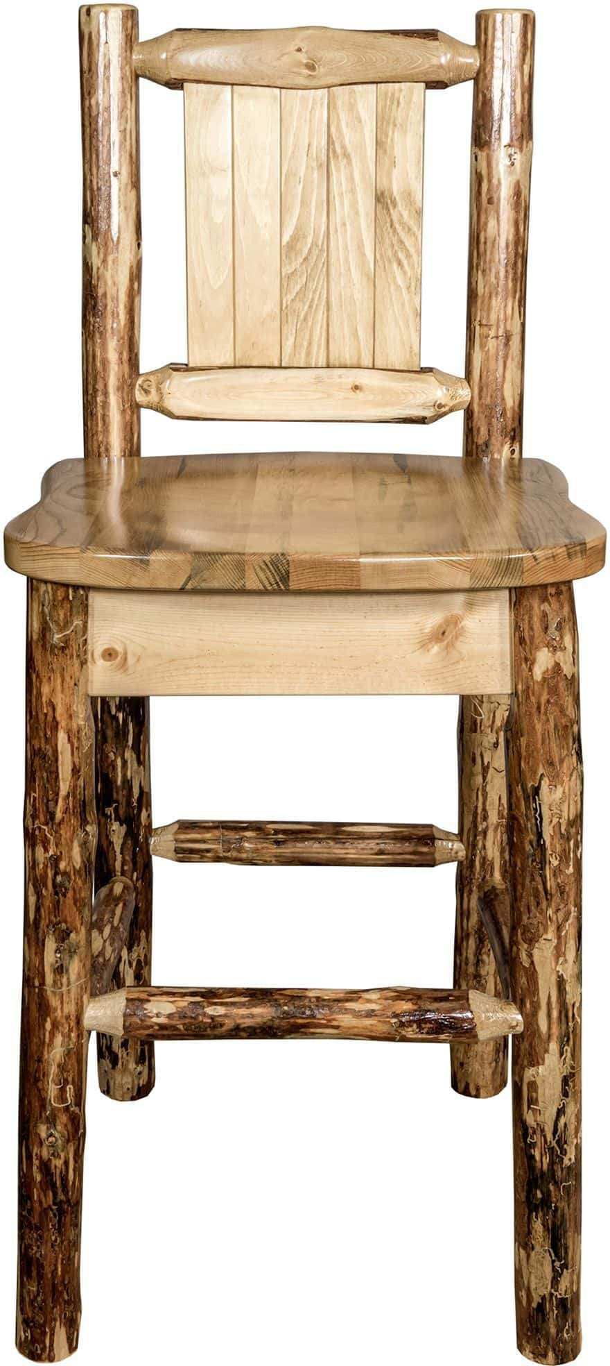 Montana Woodworks Glacier Country Kollektion Counter Height Barshocker mit Rücken - Laser Gravur Design