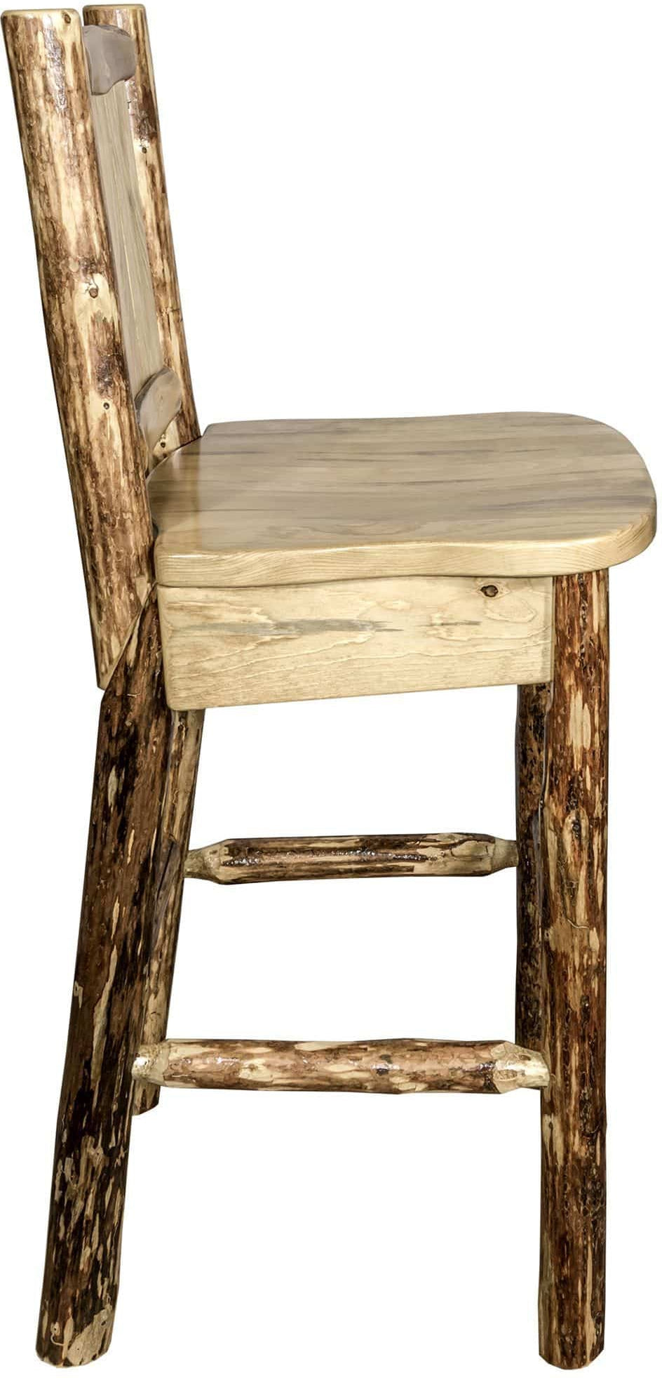 Montana Woodworks Glacier Country Kollektion Counter Height Barshocker mit Rücken - Laser Gravur Design