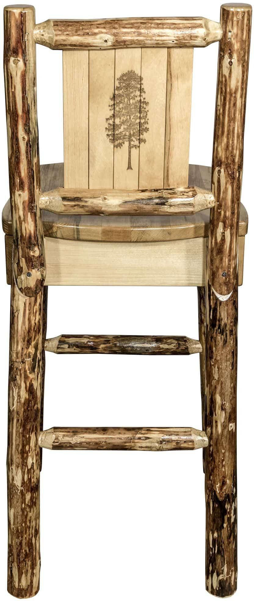 Montana Woodworks Glacier Country Kollektion Counter Height Barshocker mit Rücken - Laser Gravur Design