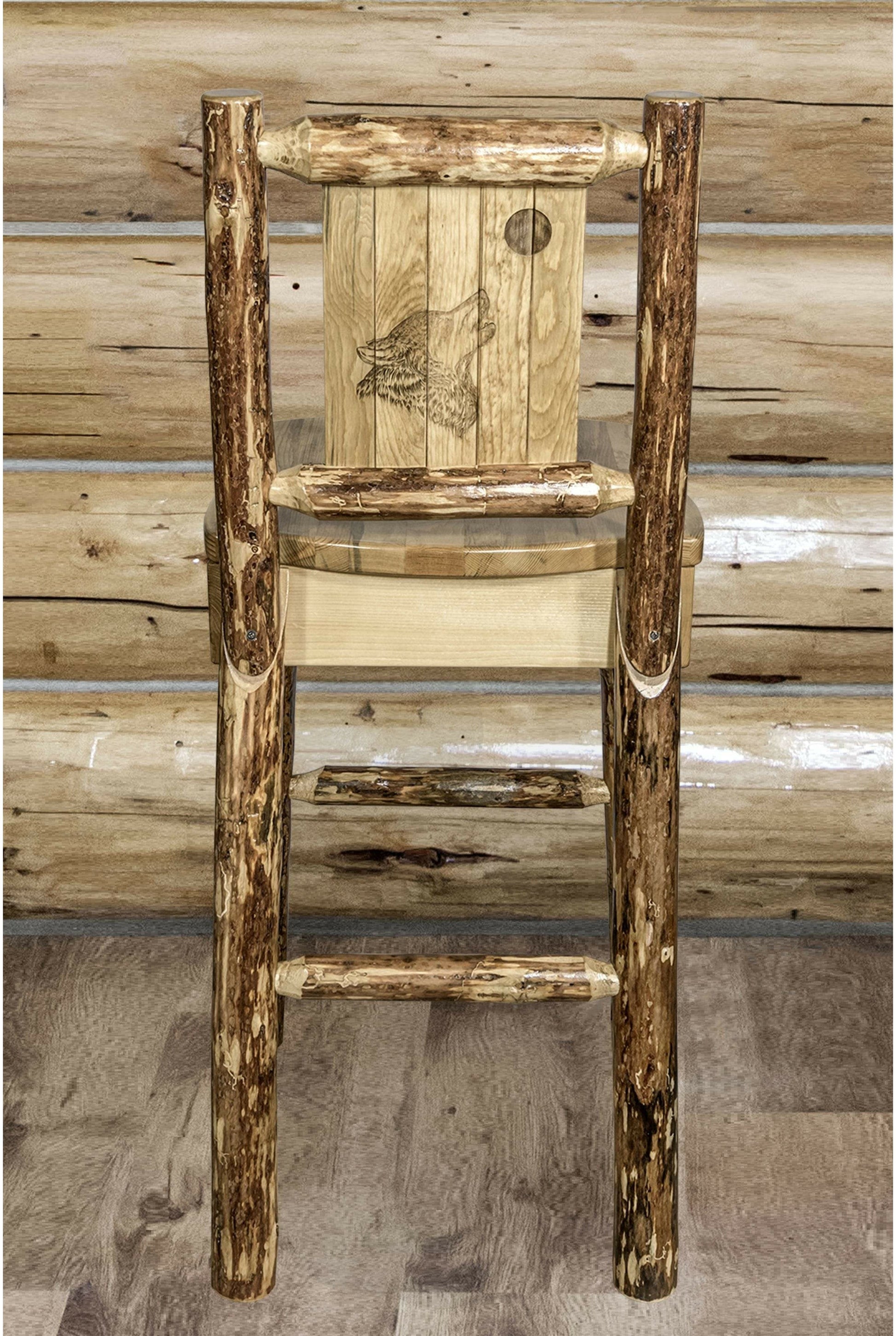 Montana Woodworks Glacier Country Kollektion Counter Height Barshocker mit Rücken - Laser Gravur Design