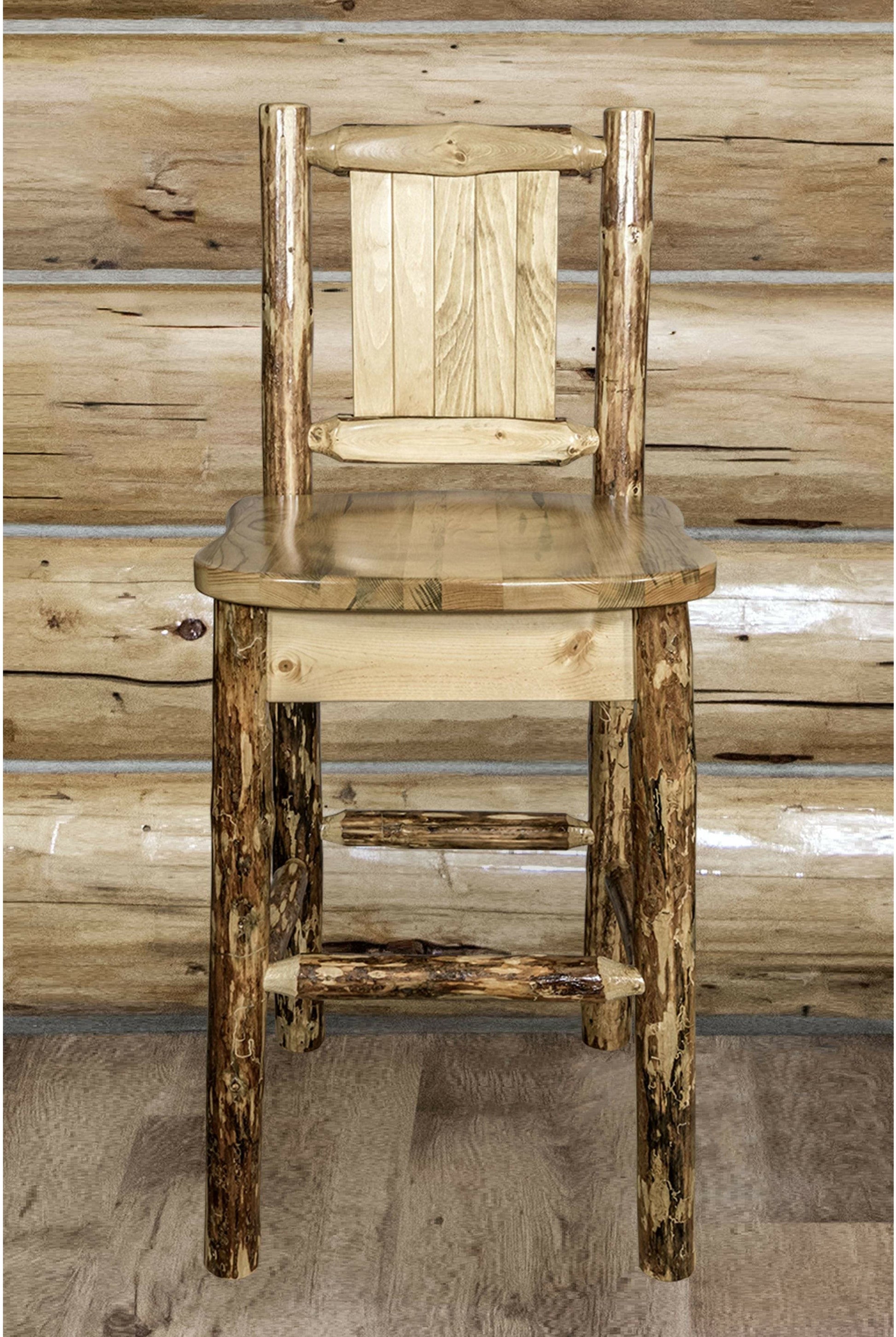 Montana Woodworks Glacier Country Kollektion Counter Height Barshocker mit Rücken - Laser Gravur Design