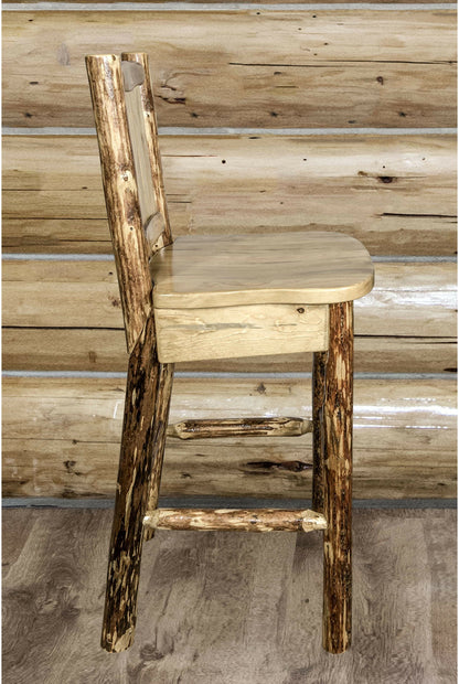 Montana Woodworks Glacier Country Kollektion Counter Height Barshocker mit Rücken - Laser Gravur Design