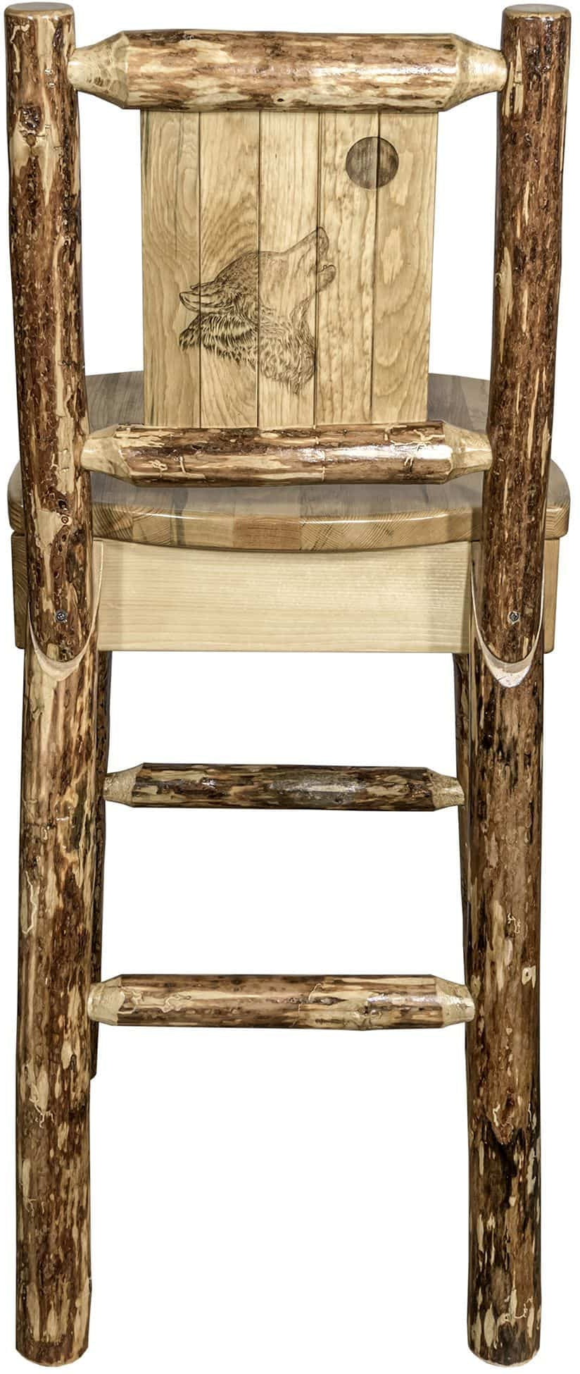 Montana Woodworks Glacier Country Kollektion Counter Height Barshocker mit Rücken - Laser Gravur Design