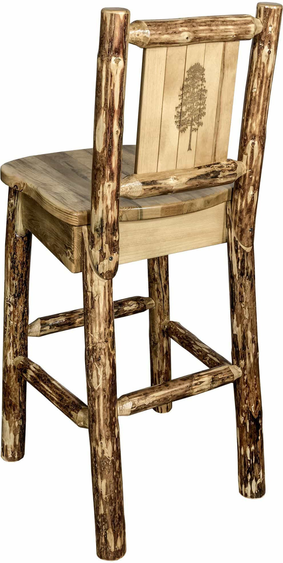 Montana Woodworks Glacier Country Kollektion Counter Height Barshocker mit Rücken - Laser Gravur Design