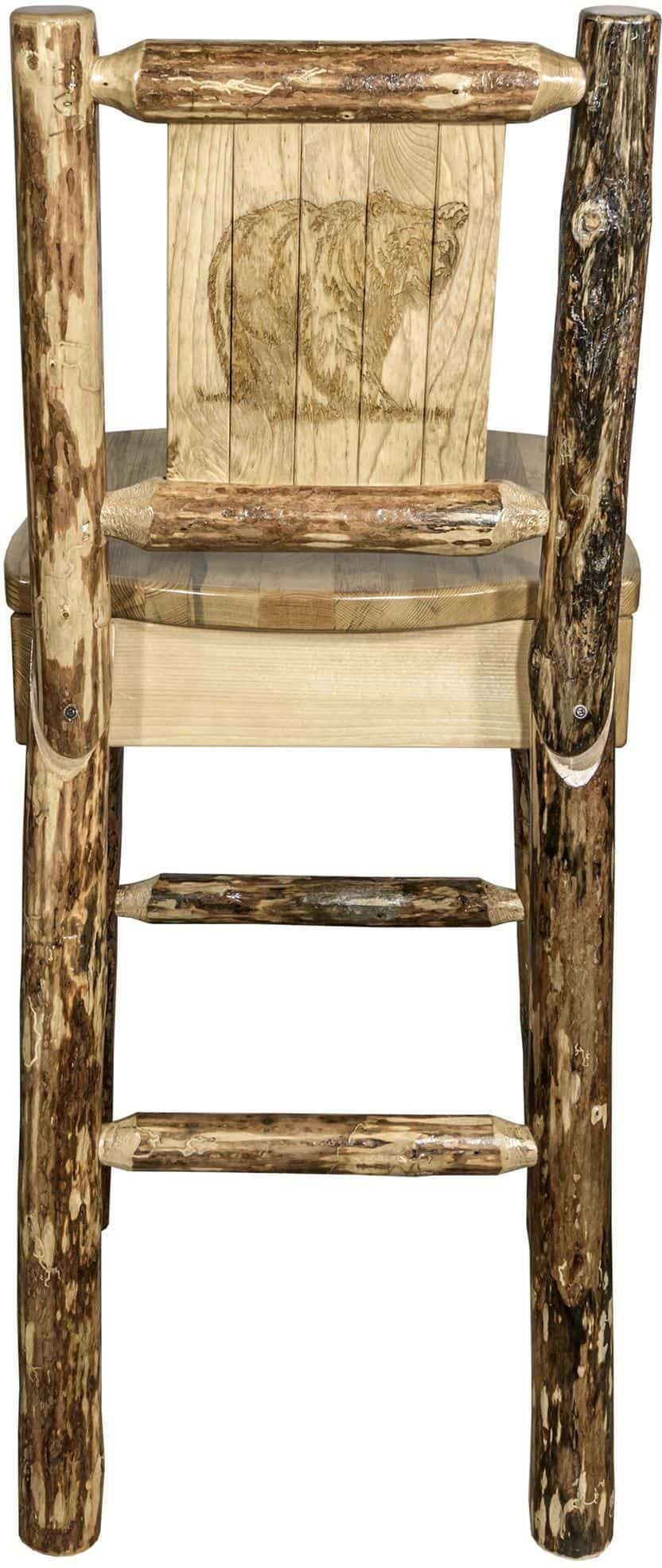 Montana Woodworks Glacier Country Kollektion Counter Height Barshocker mit Rücken - Laser Gravur Design