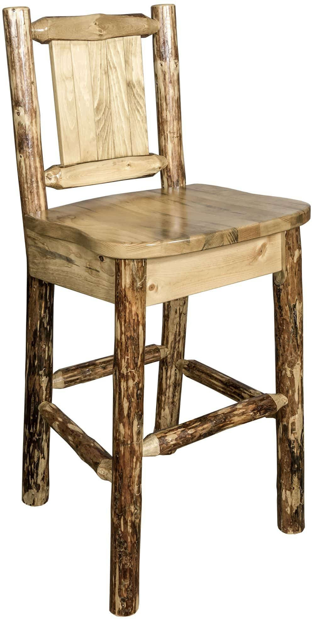 Montana Woodworks Glacier Country Kollektion Counter Height Barshocker mit Rücken - Laser Gravur Design