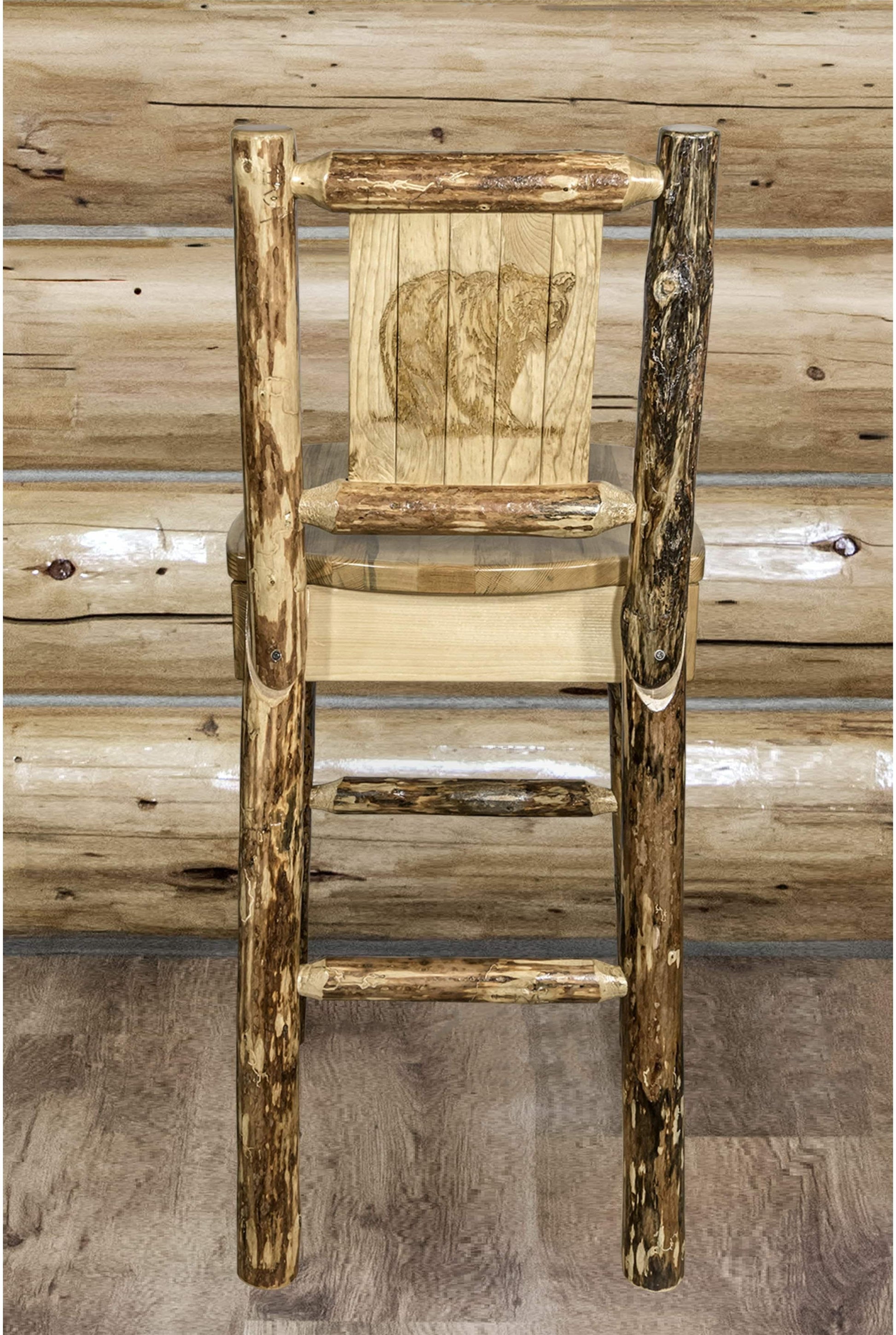 Montana Woodworks Glacier Country Kollektion Counter Height Barshocker mit Rücken - Laser Gravur Design