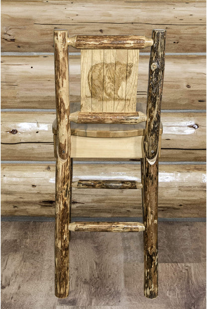 Montana Woodworks Glacier Country Kollektion Counter Height Barshocker mit Rücken - Laser Gravur Design
