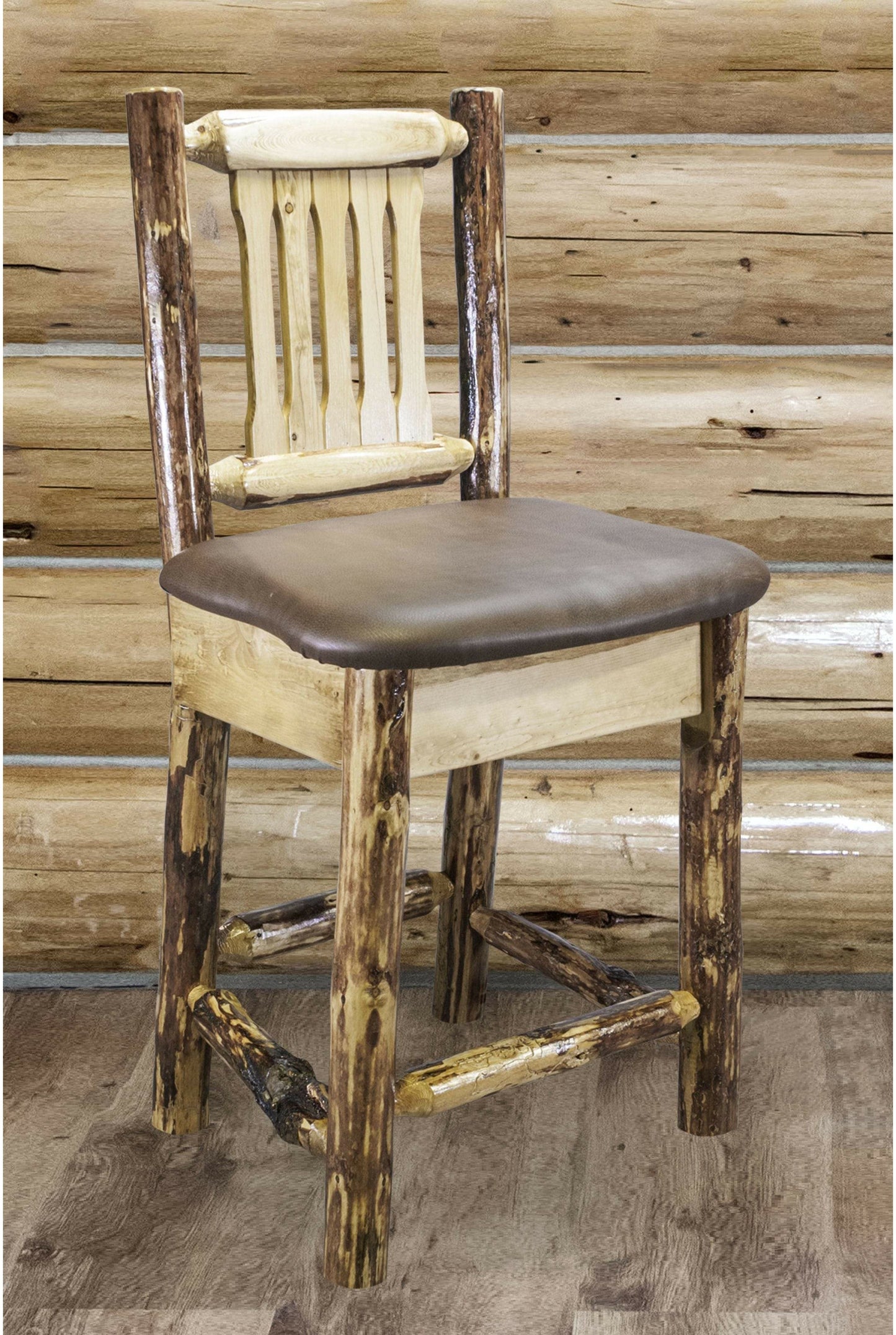 Montana Woodworks Glacier Country Kollektion Counter Height Barshocker mit Rücken - Sattelpolsterung