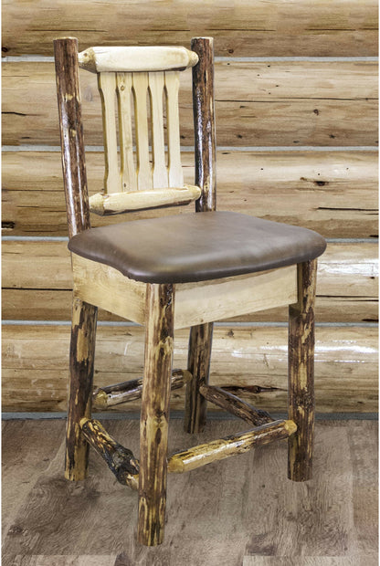 Montana Woodworks Glacier Country Kollektion Counter Height Barshocker mit Rücken - Sattelpolsterung