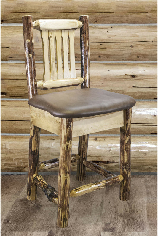 Montana Woodworks Glacier Country Kollektion Counter Height Barshocker mit Rücken - Sattelpolsterung