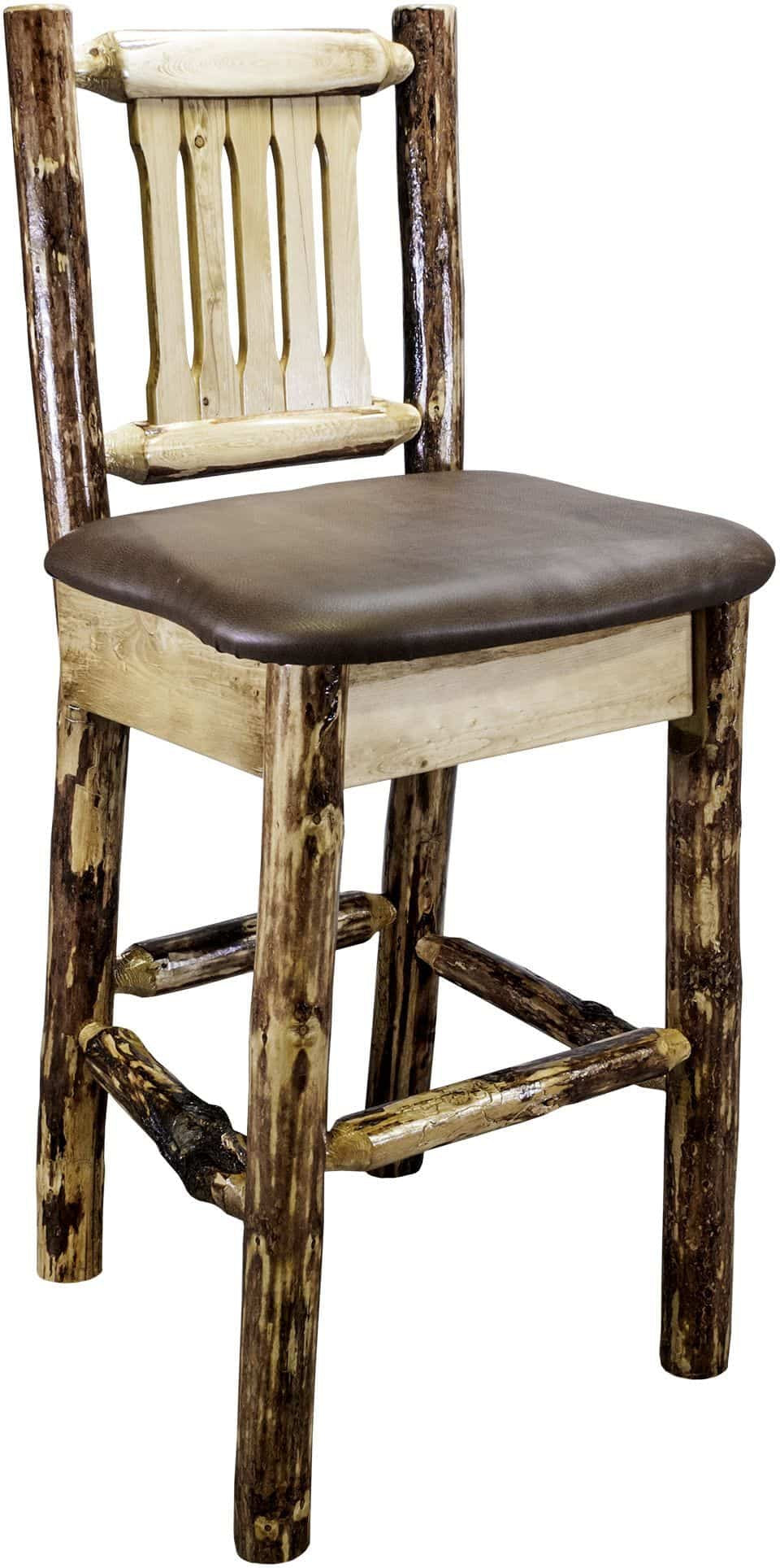 Montana Woodworks Glacier Country Kollektion Counter Height Barshocker mit Rücken - Sattelpolsterung