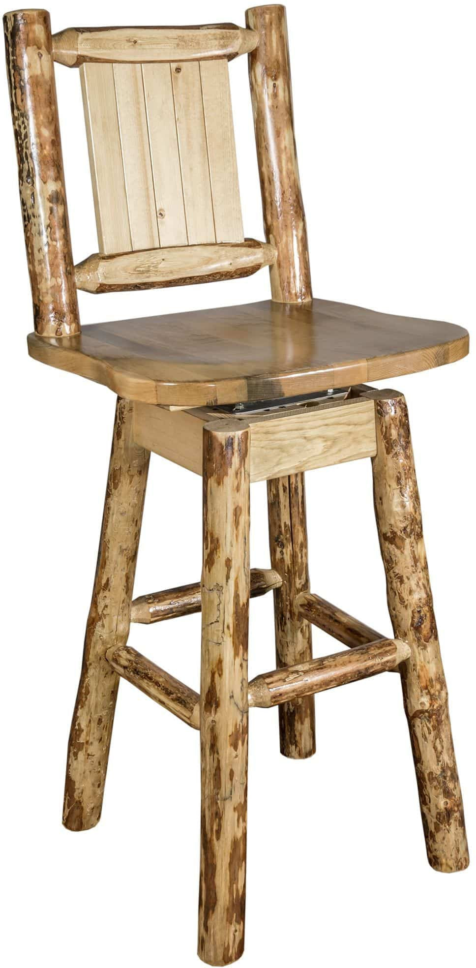Montana Woodworks Glacier Country Kollektion Counter Height Barshocker mit Rücken & Schwenken - Laser Gravur Design