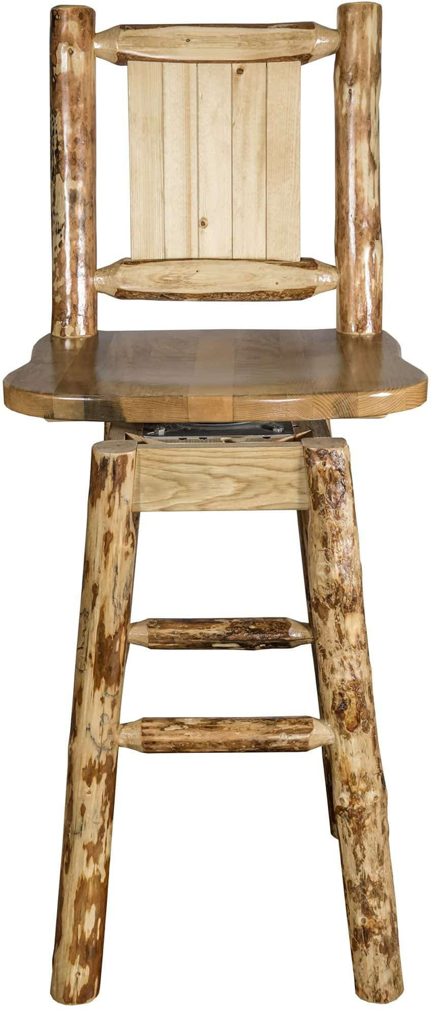 Montana Woodworks Glacier Country Kollektion Counter Height Barshocker mit Rücken & Schwenken - Laser Gravur Design