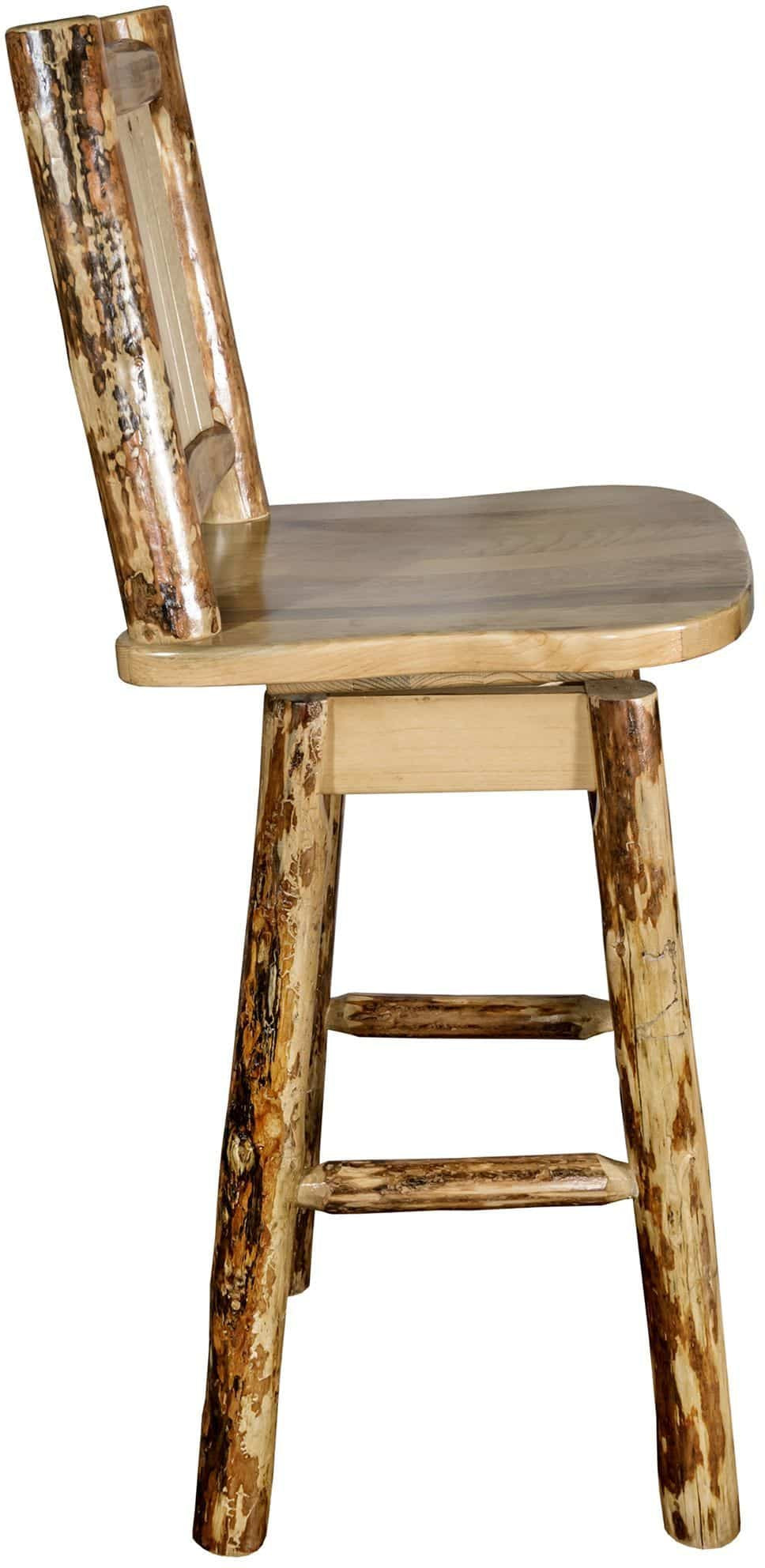 Montana Woodworks Glacier Country Kollektion Counter Height Barshocker mit Rücken & Schwenken - Laser Gravur Design