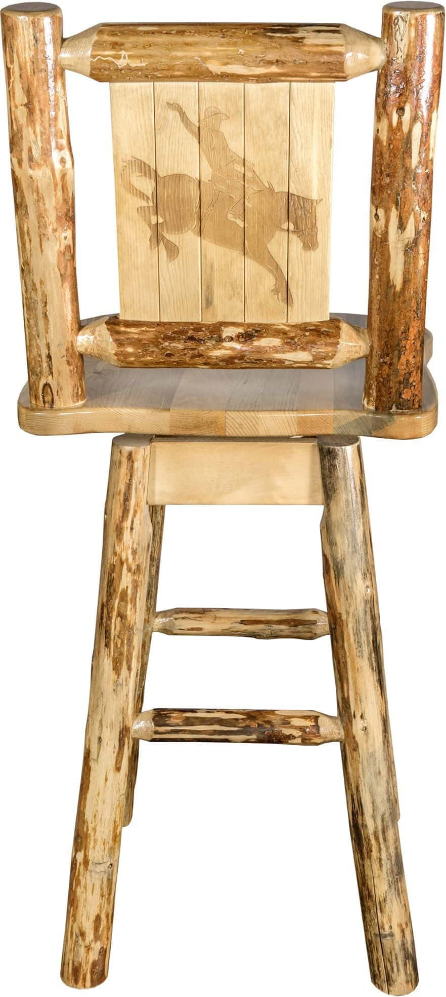 Montana Woodworks Glacier Country Kollektion Counter Height Barshocker mit Rücken & Schwenken - Laser Gravur Design
