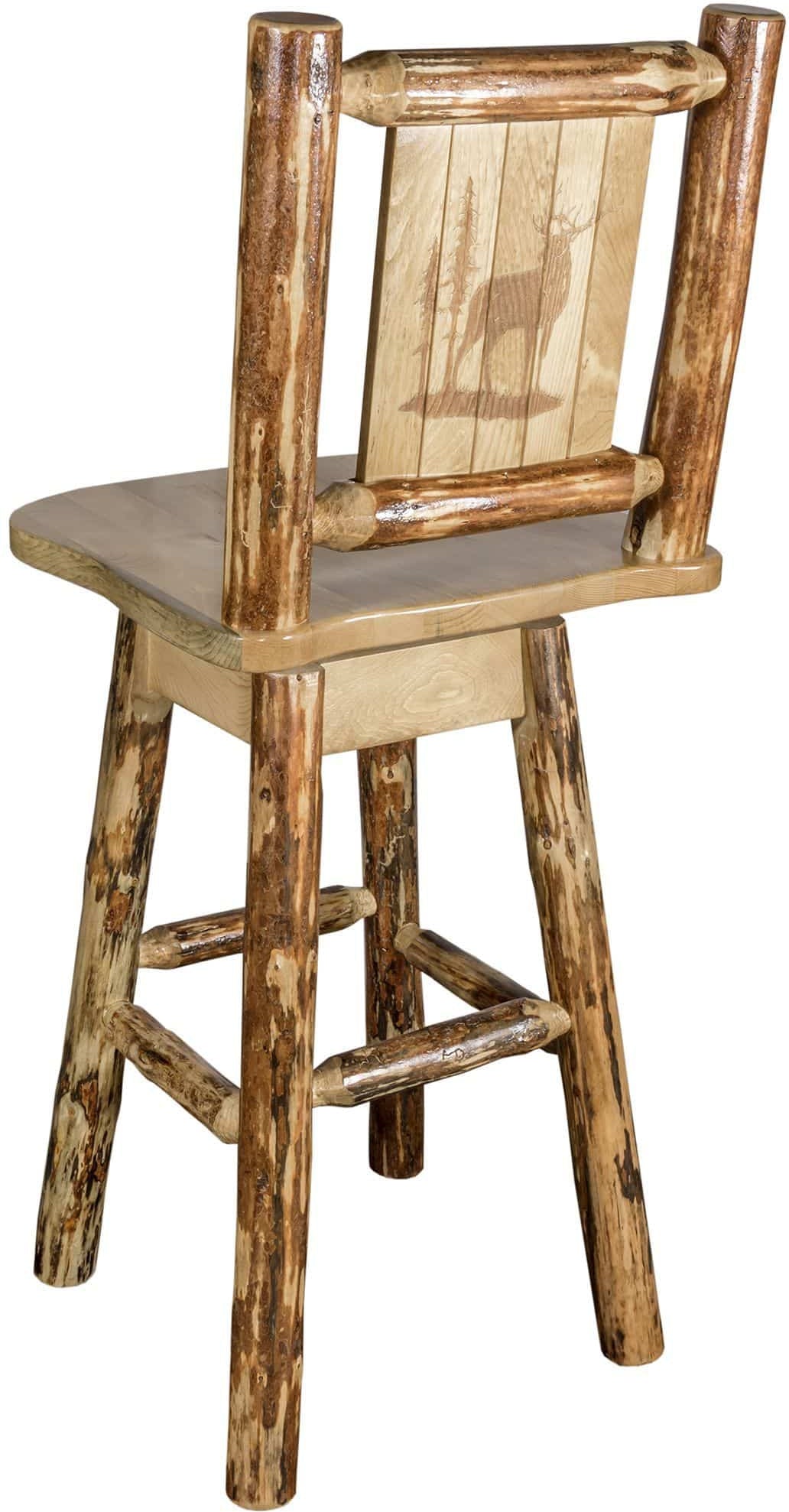 Montana Woodworks Glacier Country Kollektion Counter Height Barshocker mit Rücken & Schwenken - Laser Gravur Design