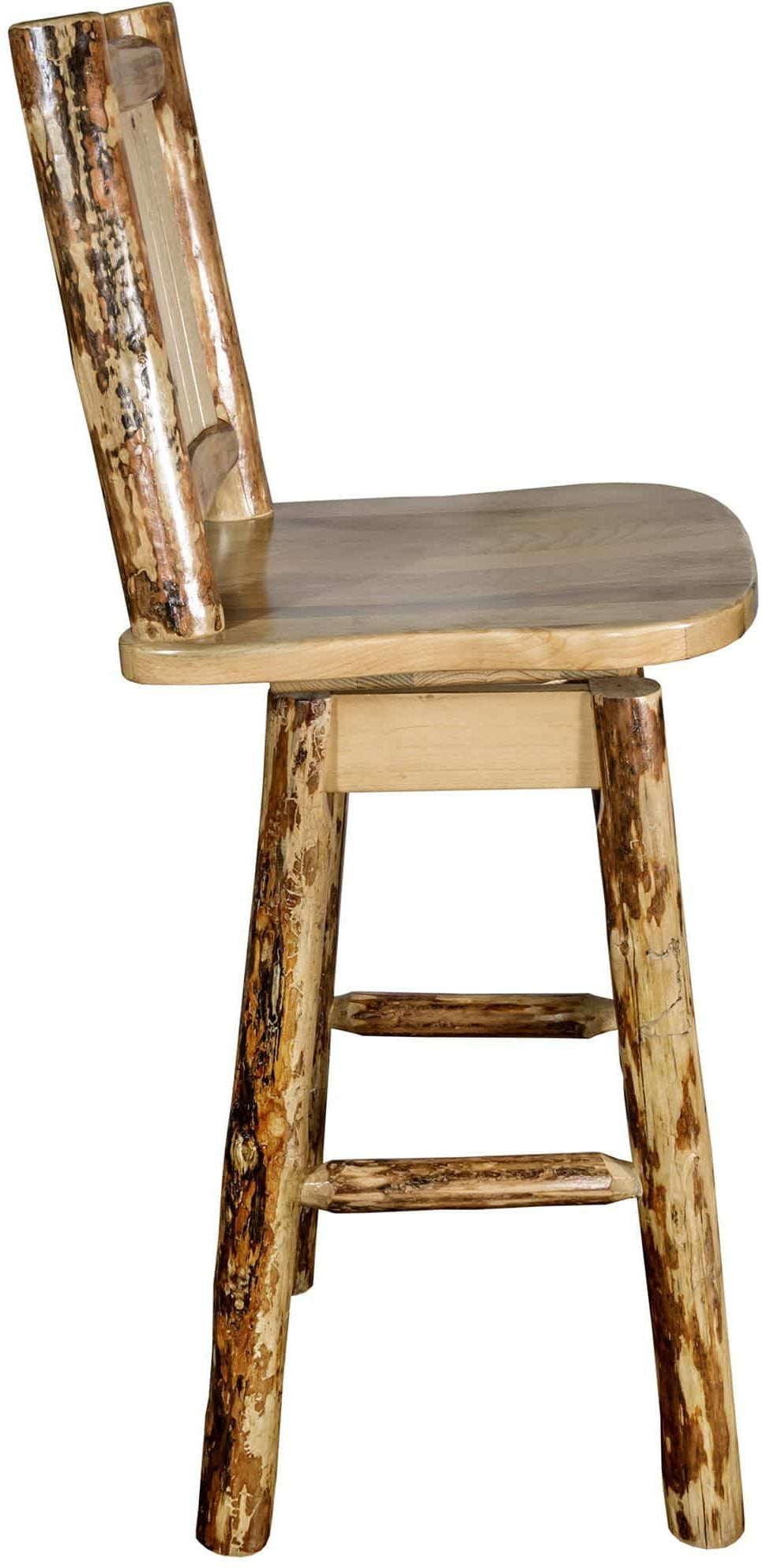 Montana Woodworks Glacier Country Kollektion Counter Height Barshocker mit Rücken & Schwenken - Laser Gravur Design