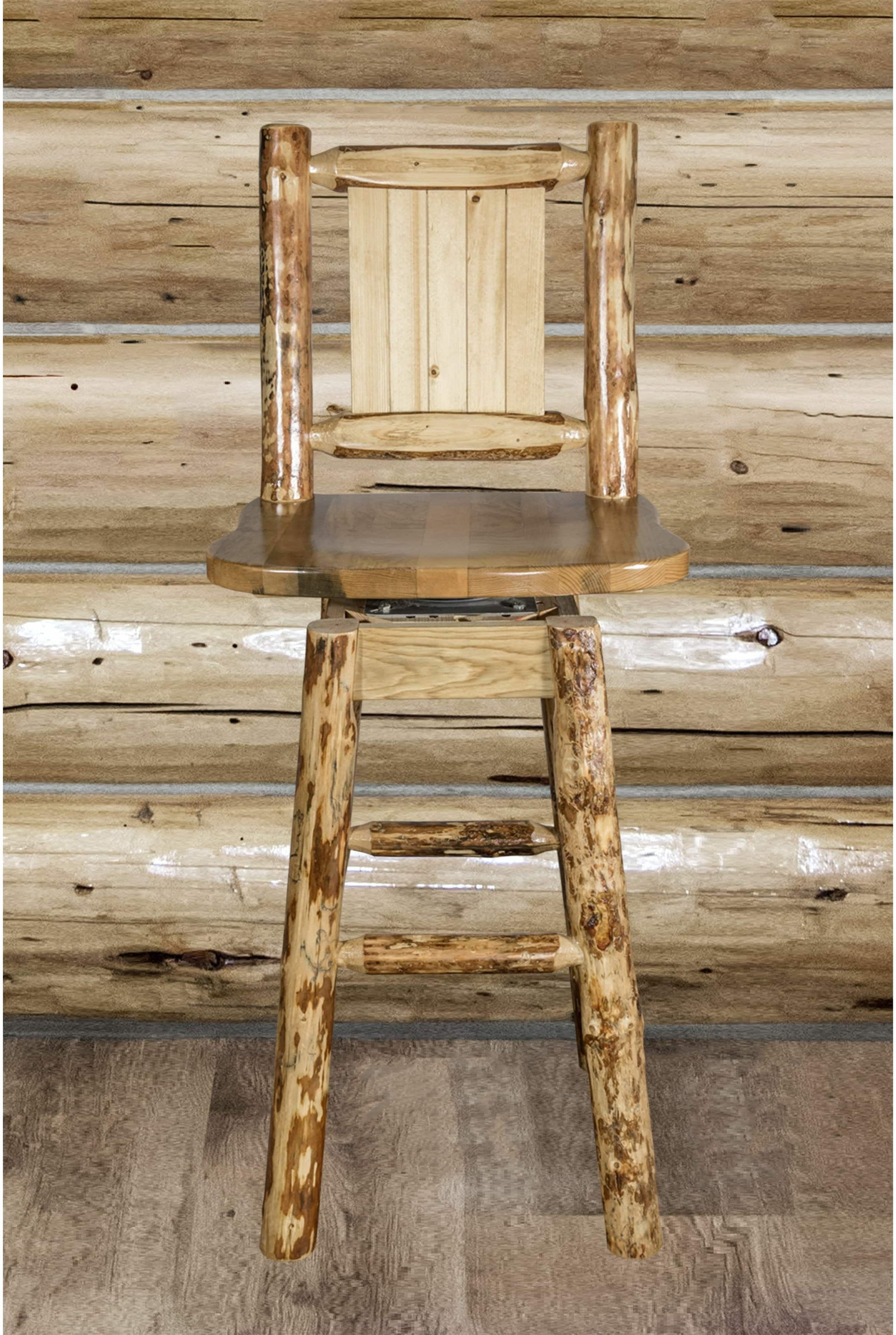 Montana Woodworks Glacier Country Kollektion Counter Height Barshocker mit Rücken & Schwenken - Laser Gravur Design
