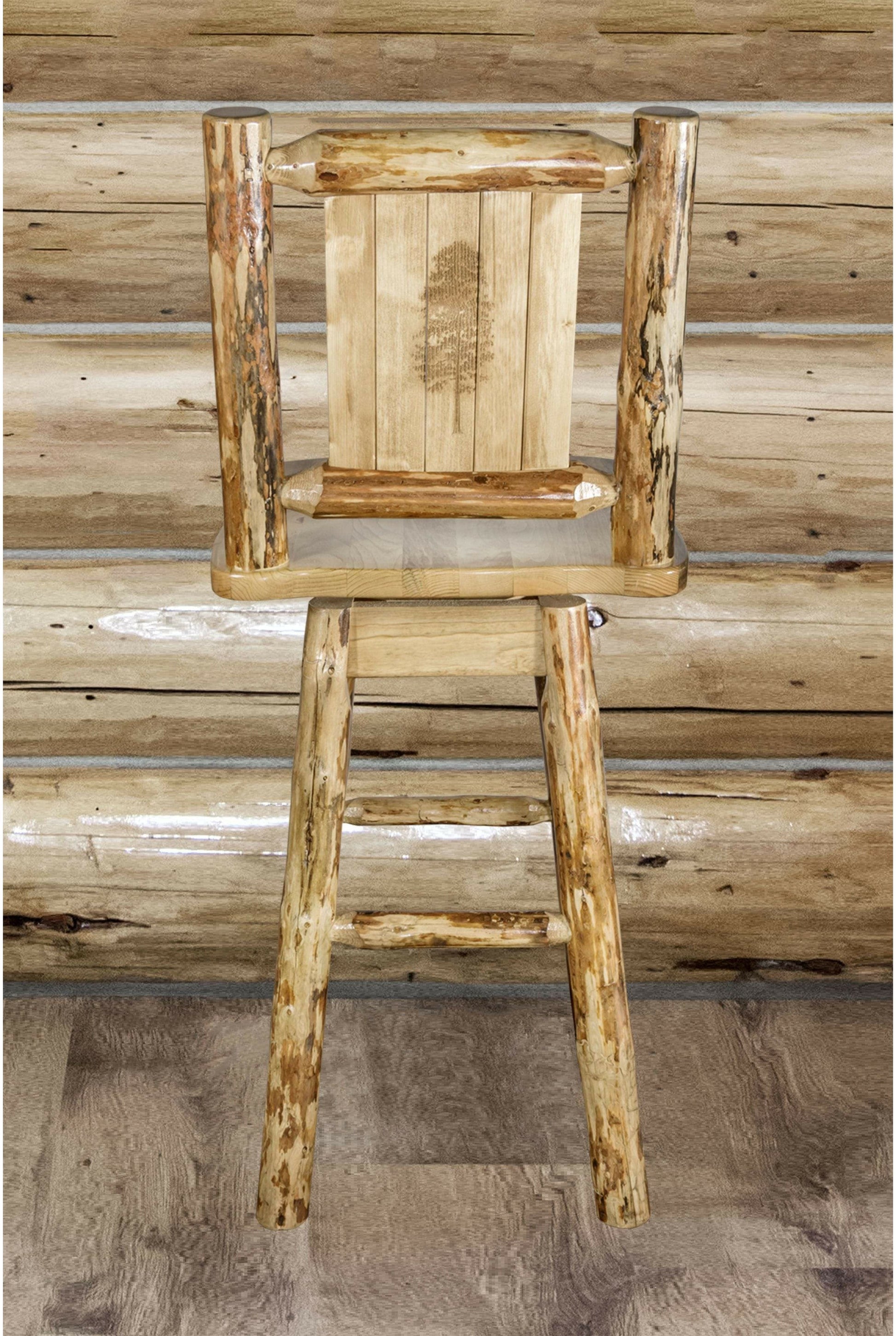Montana Woodworks Glacier Country Kollektion Counter Height Barshocker mit Rücken & Schwenken - Laser Gravur Design