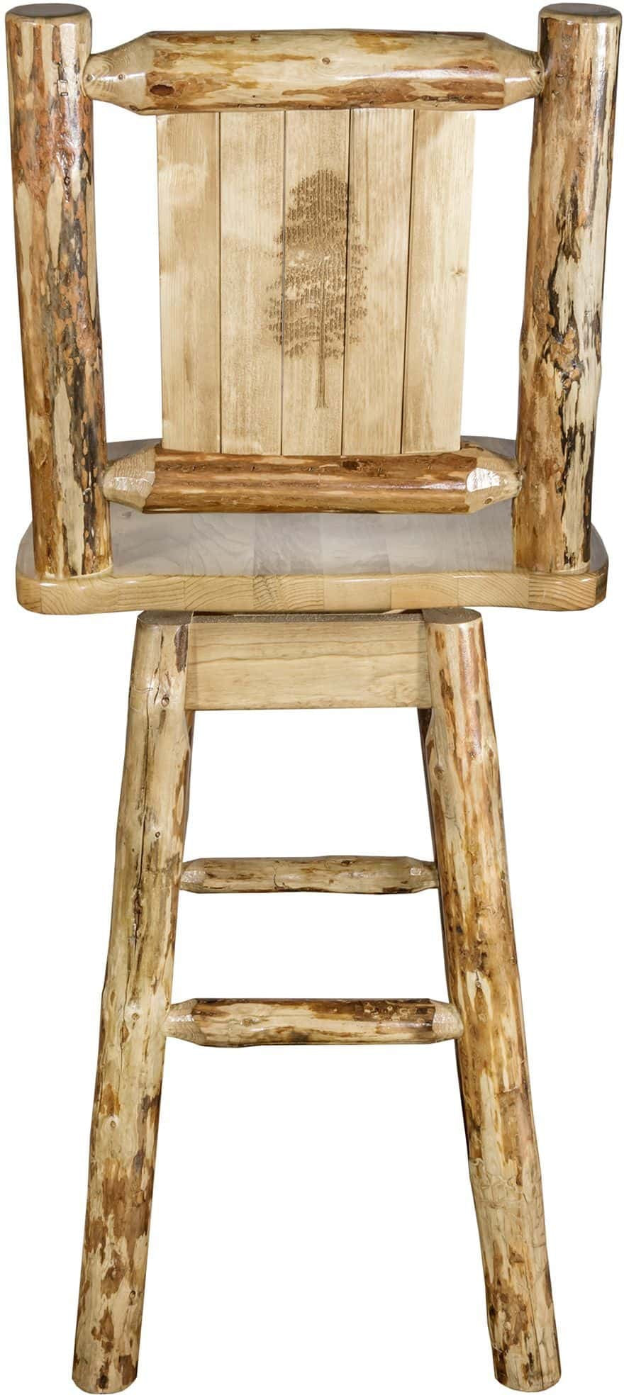 Montana Woodworks Glacier Country Kollektion Counter Height Barshocker mit Rücken & Schwenken - Laser Gravur Design