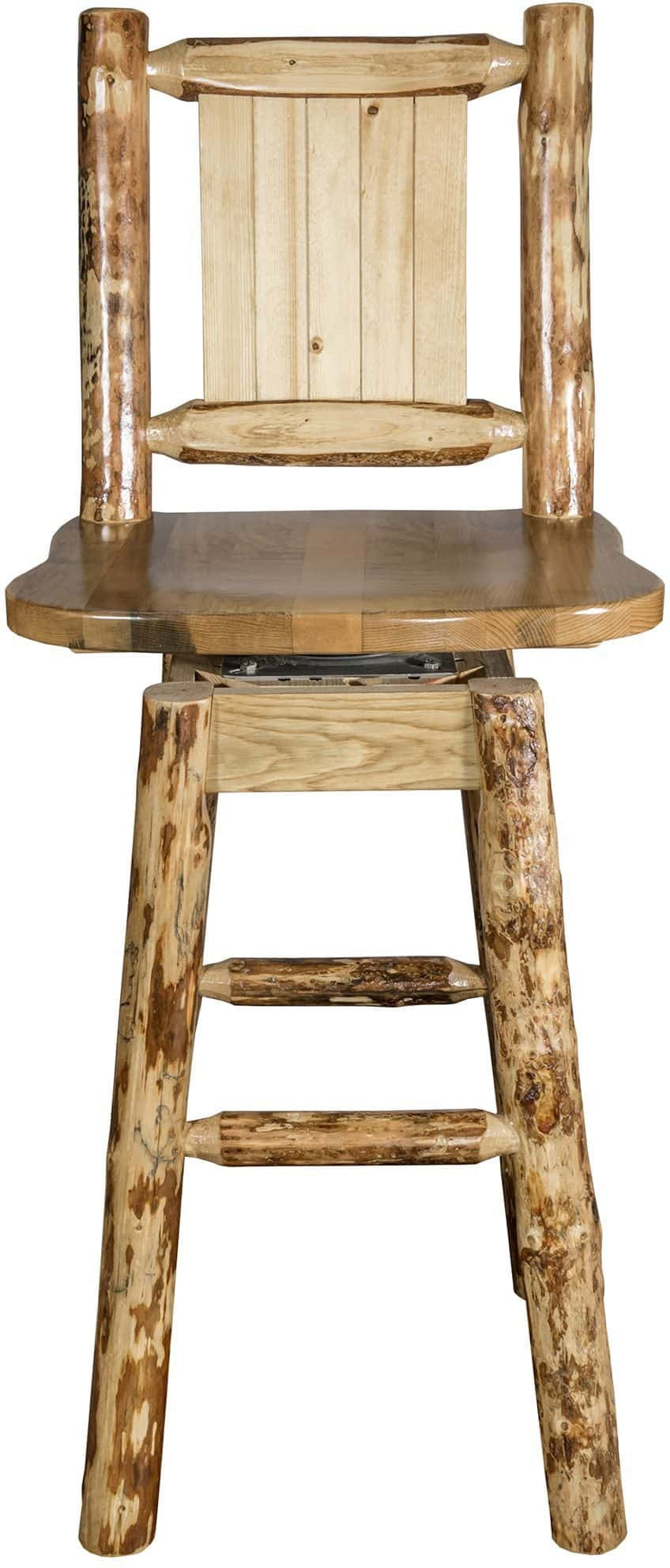 Montana Woodworks Glacier Country Kollektion Counter Height Barshocker mit Rücken & Schwenken - Laser Gravur Design