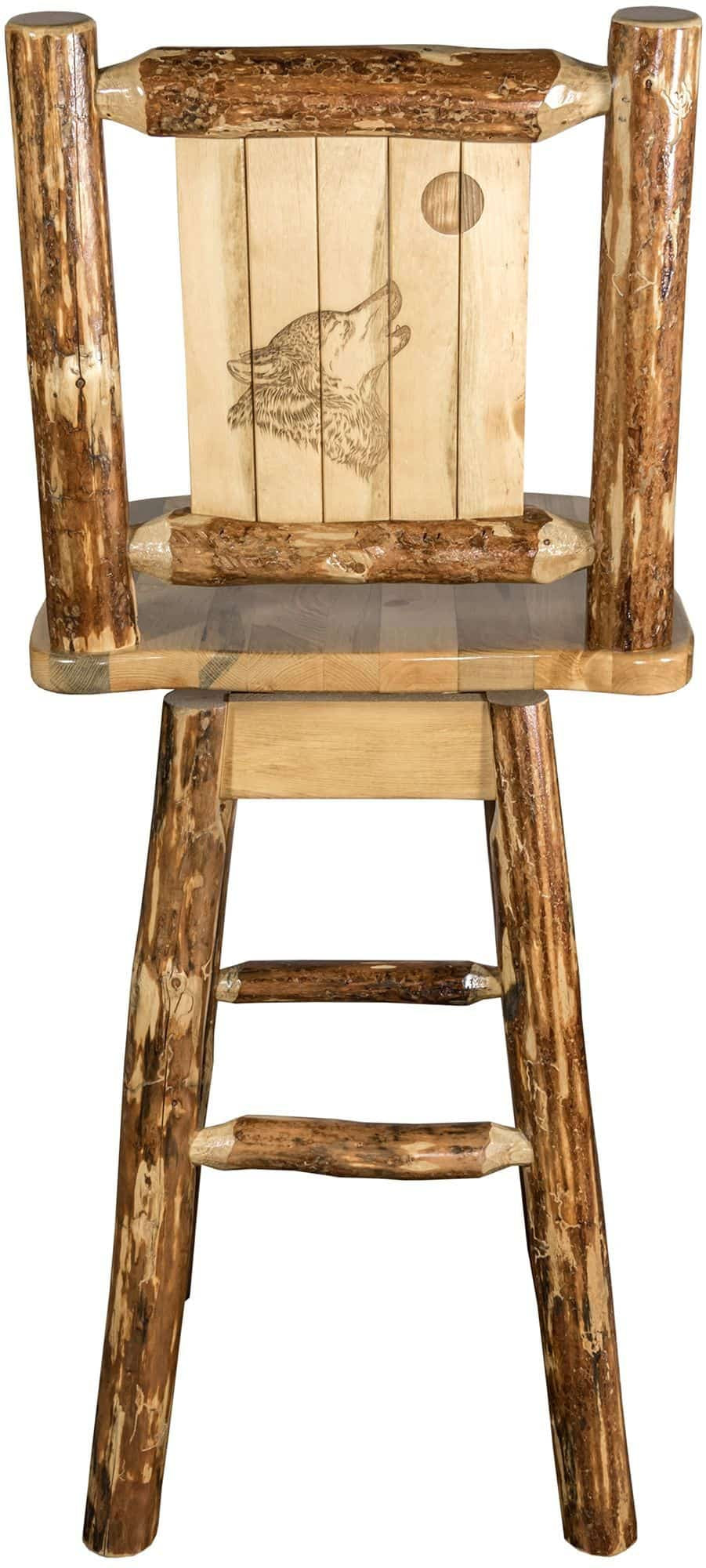 Montana Woodworks Glacier Country Kollektion Counter Height Barshocker mit Rücken & Schwenken - Laser Gravur Design