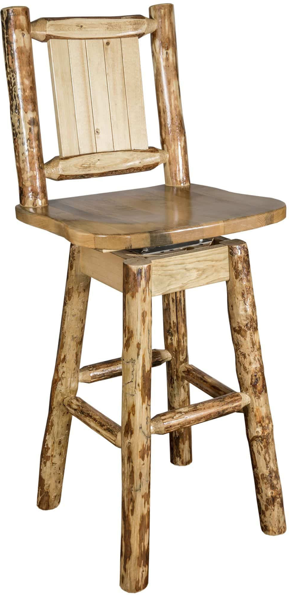 Montana Woodworks Glacier Country Kollektion Counter Height Barshocker mit Rücken & Schwenken - Laser Gravur Design