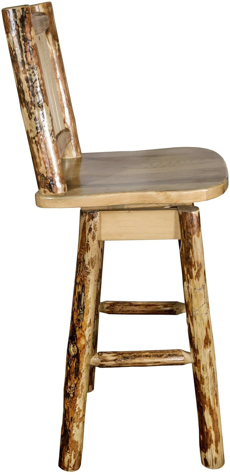 Montana Woodworks Glacier Country Kollektion Counter Height Barshocker mit Rücken & Schwenken - Laser Gravur Design