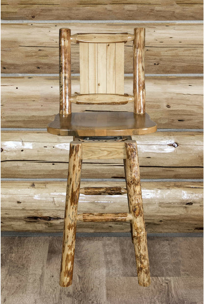 Montana Woodworks Glacier Country Kollektion Counter Height Barshocker mit Rücken & Schwenken - Laser Gravur Design