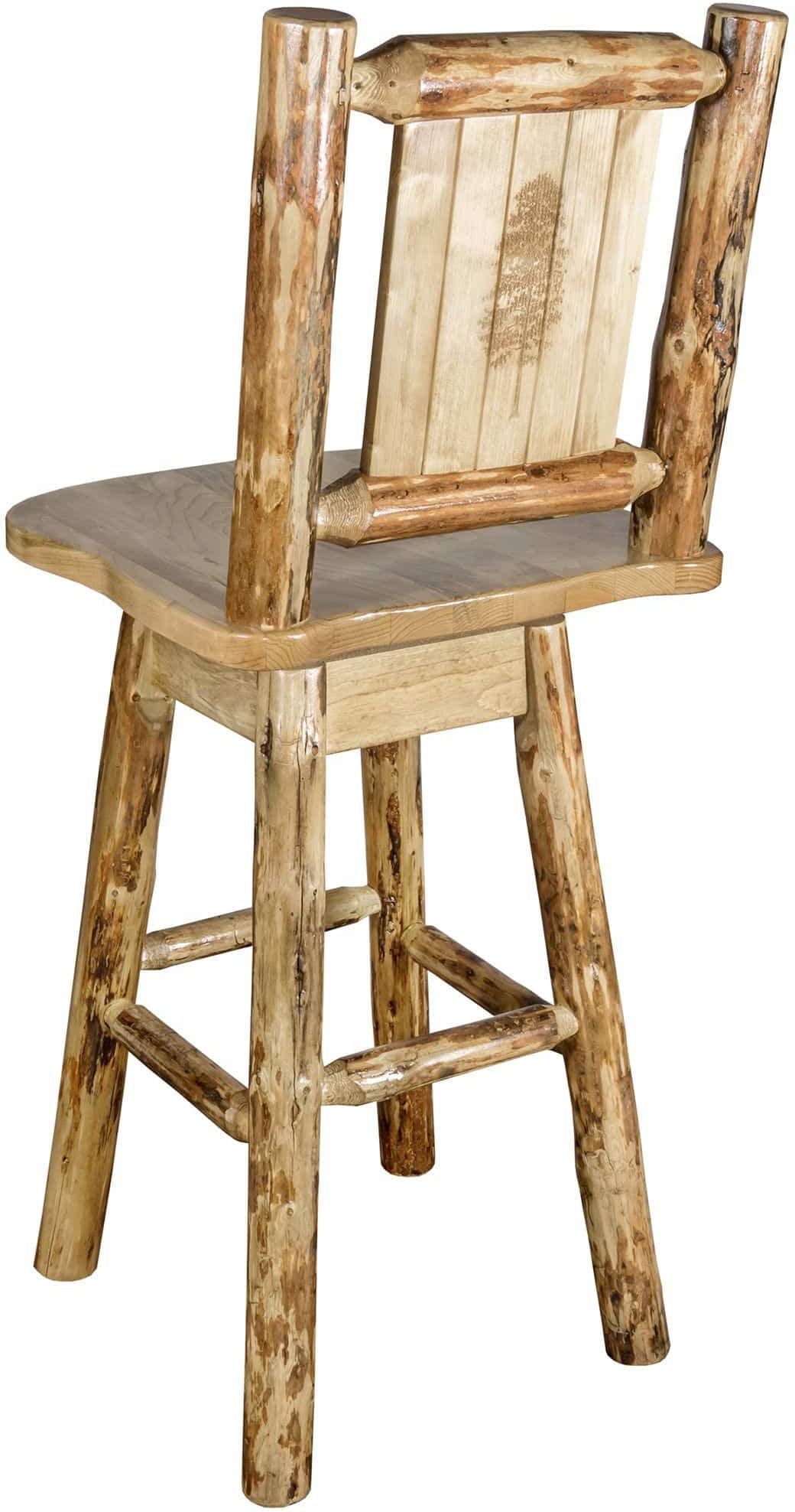 Montana Woodworks Glacier Country Kollektion Counter Height Barshocker mit Rücken & Schwenken - Laser Gravur Design