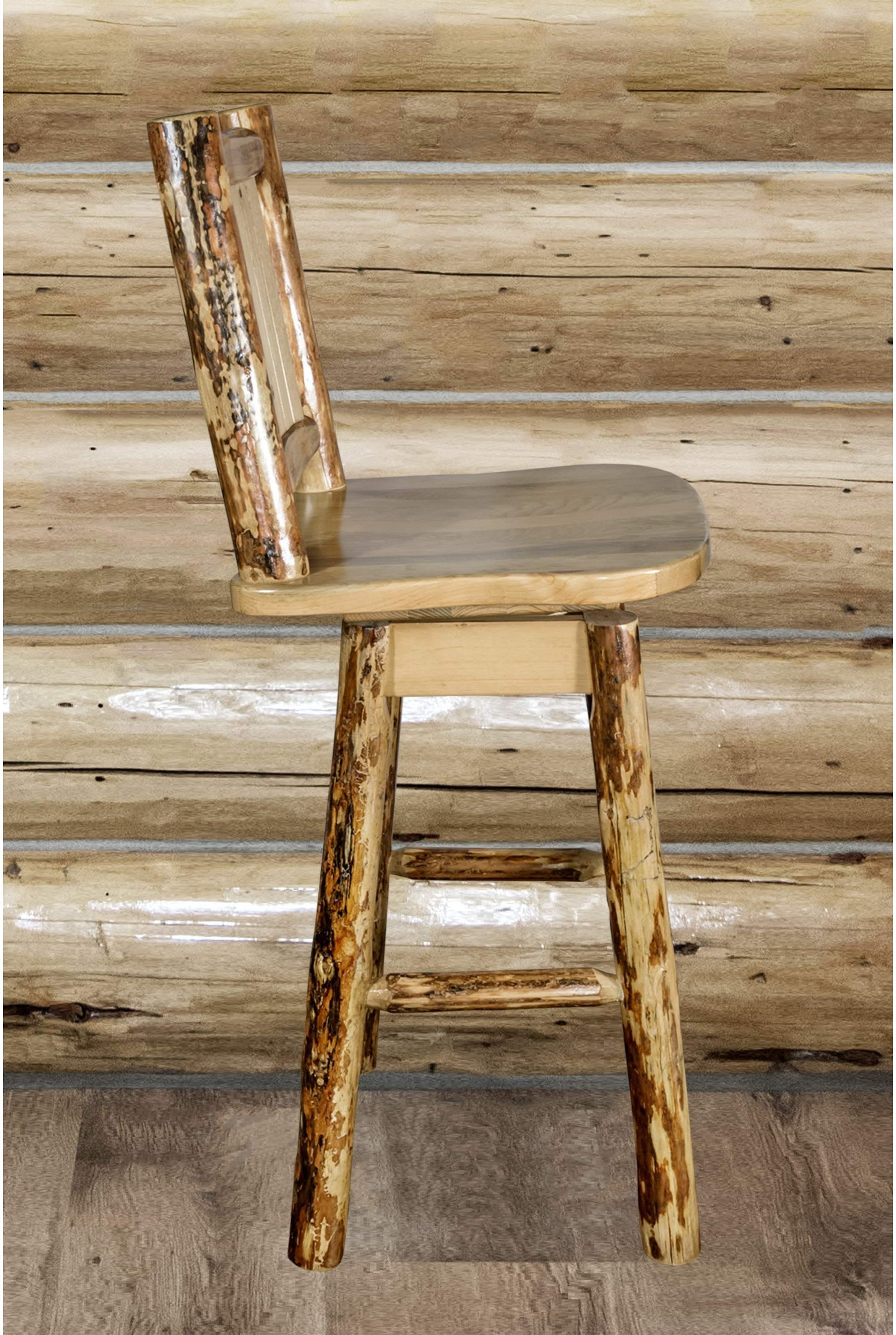 Montana Woodworks Glacier Country Kollektion Counter Height Barshocker mit Rücken & Schwenken - Laser Gravur Design