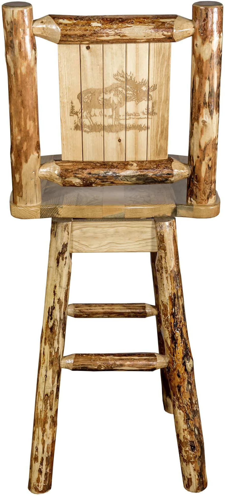 Montana Woodworks Glacier Country Kollektion Counter Height Barshocker mit Rücken & Schwenken - Laser Gravur Design