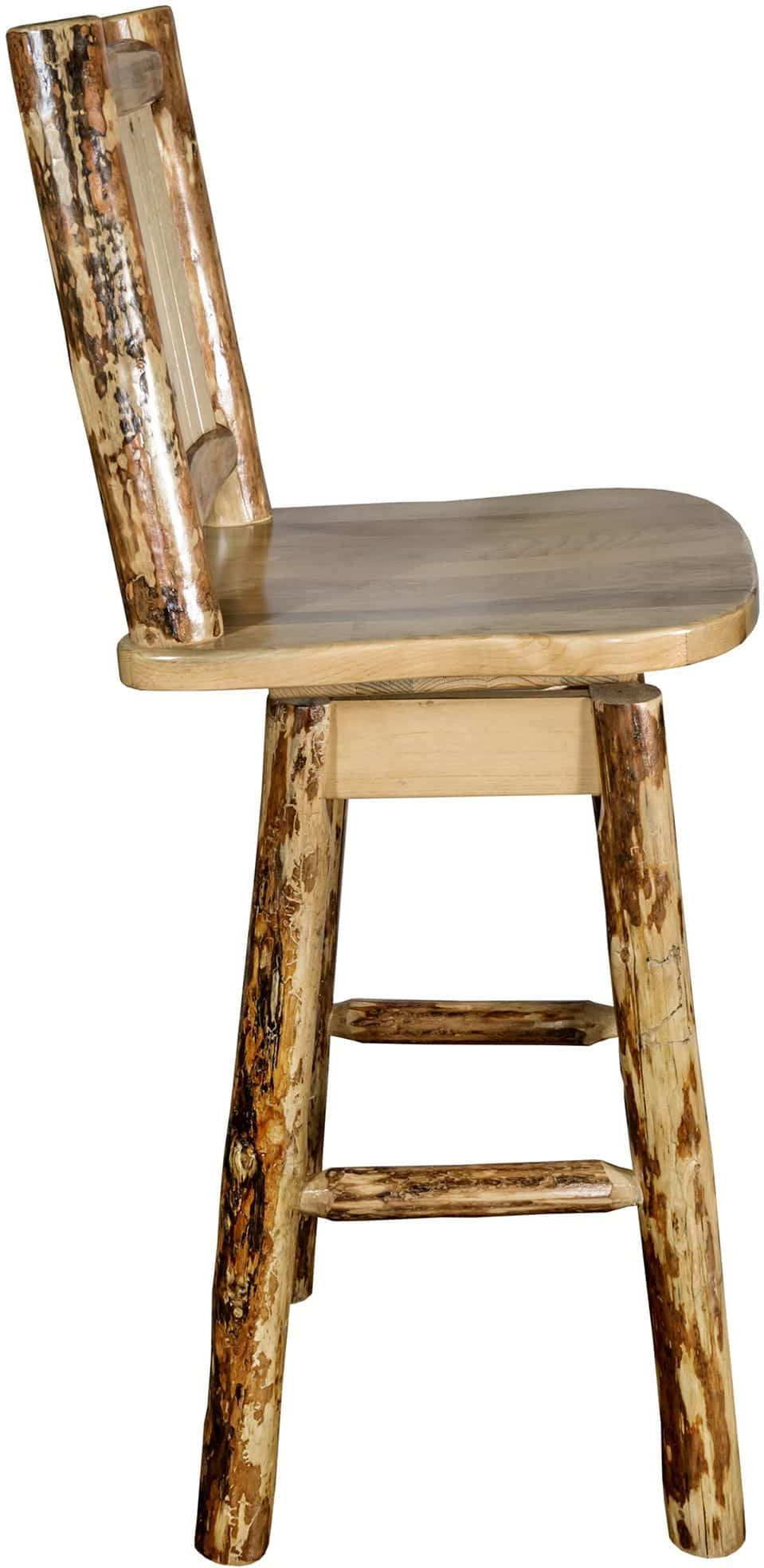 Montana Woodworks Glacier Country Kollektion Counter Height Barshocker mit Rücken & Schwenken - Laser Gravur Design