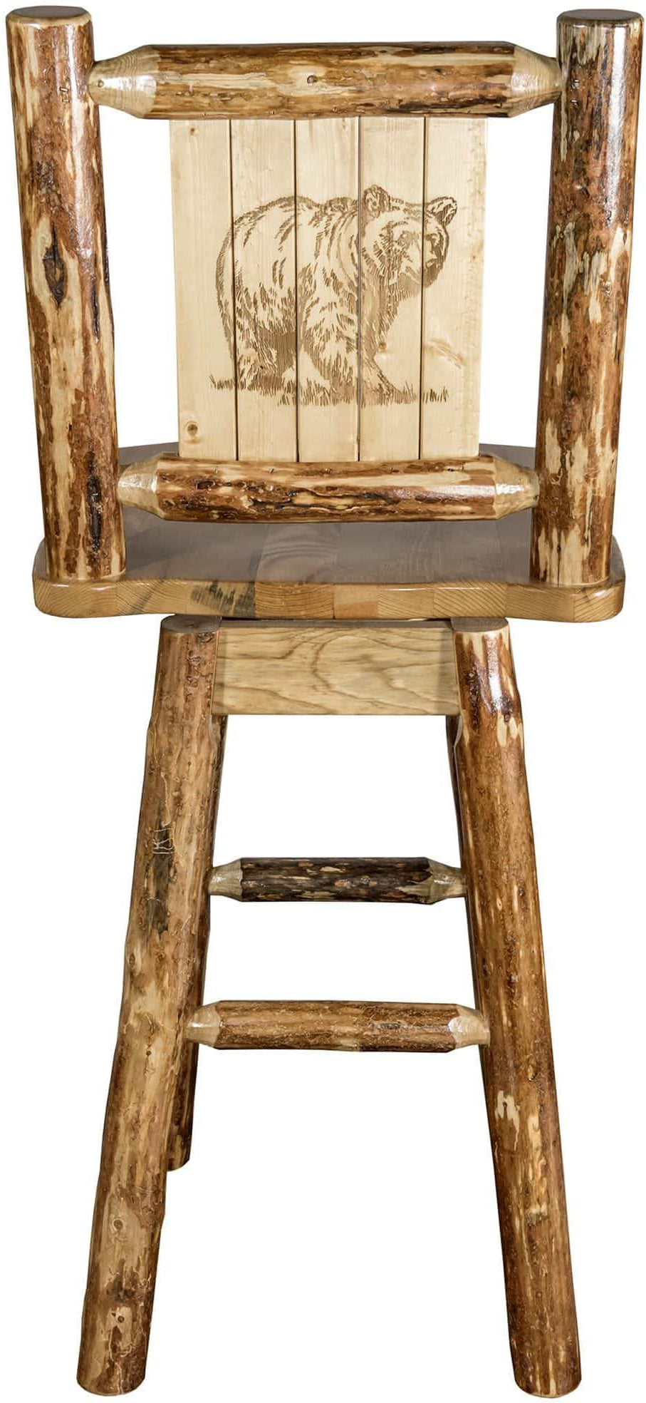 Montana Woodworks Glacier Country Kollektion Counter Height Barshocker mit Rücken & Schwenken - Laser Gravur Design