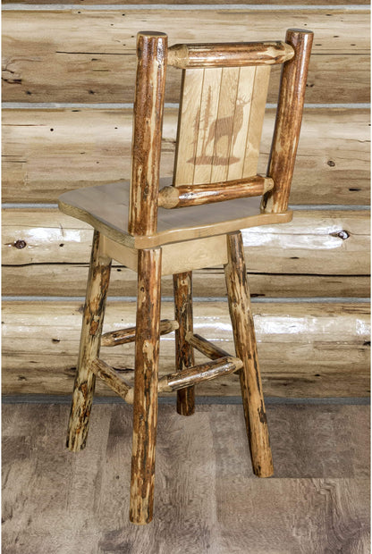 Montana Woodworks Glacier Country Kollektion Counter Height Barshocker mit Rücken & Schwenken - Laser Gravur Design