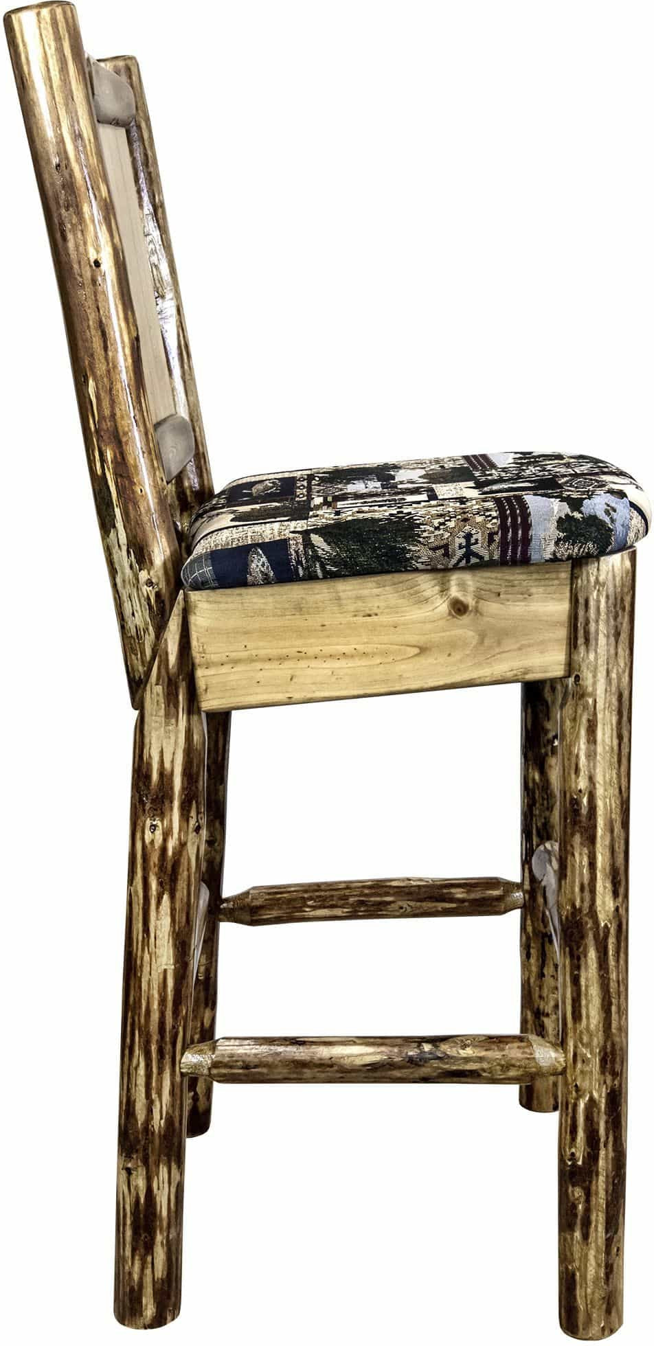 Montana Woodworks Glacier Country Kollektion Counter Height Barstool Woodland Polsterung mit Lasergravur Design