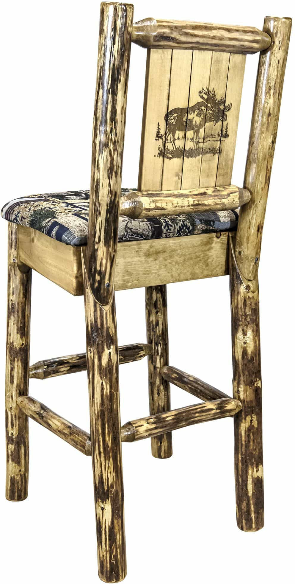 Montana Woodworks Glacier Country Kollektion Counter Height Barstool Woodland Polsterung mit Lasergravur Design