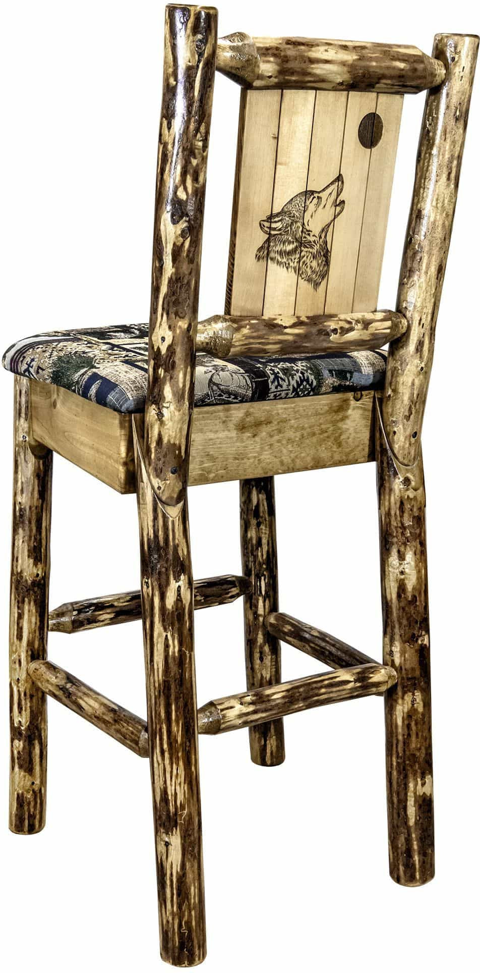Montana Woodworks Glacier Country Kollektion Counter Height Barstool Woodland Polsterung mit Lasergravur Design