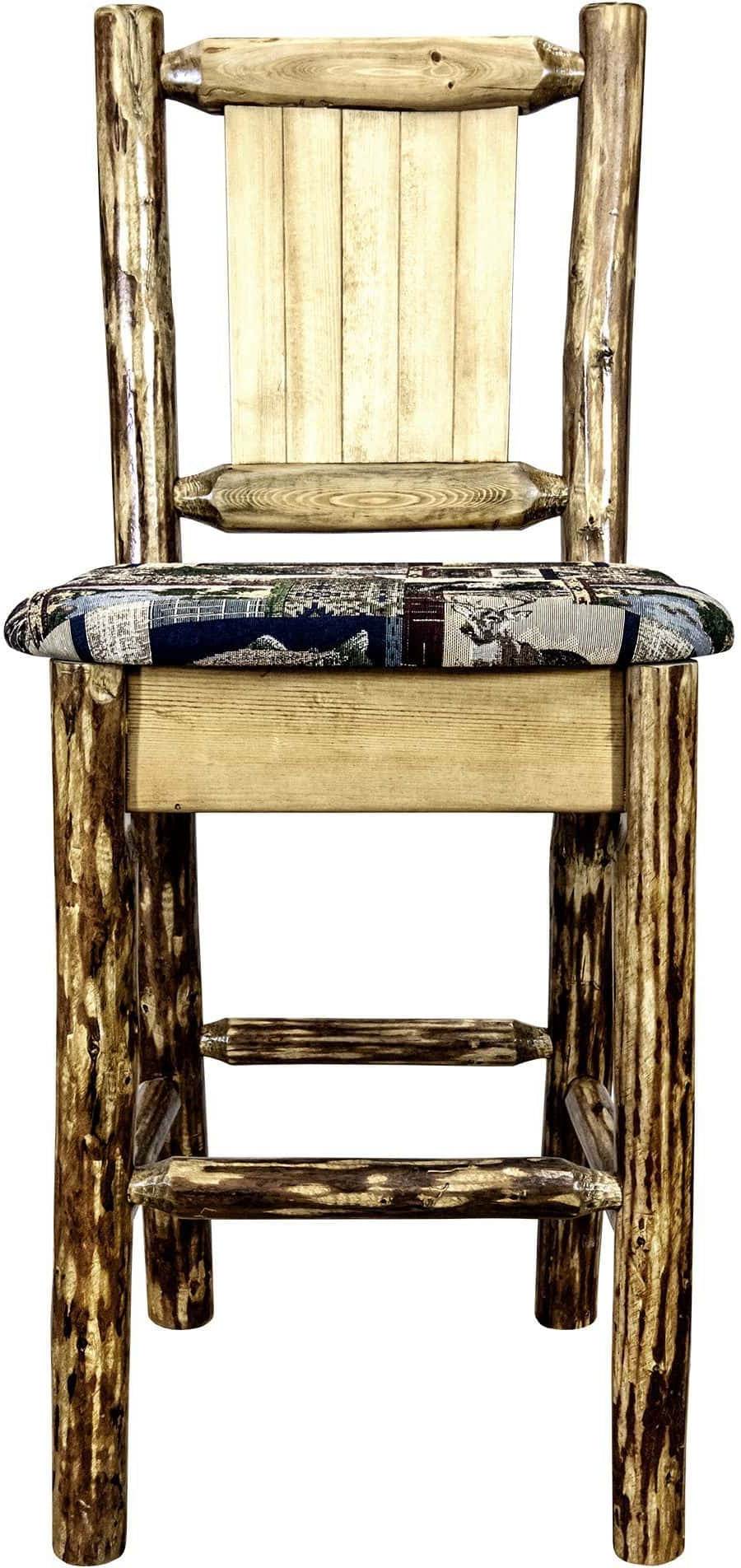 Montana Woodworks Glacier Country Kollektion Counter Height Barstool Woodland Polsterung mit Lasergravur Design