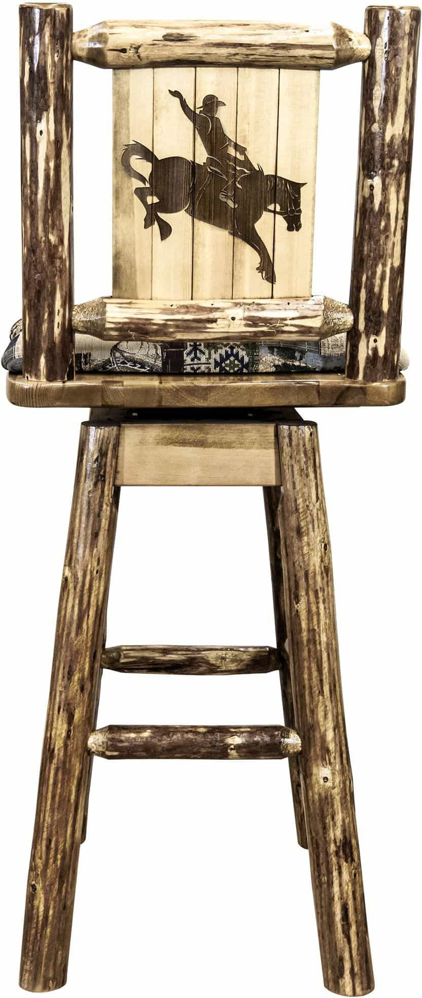 Montana Woodworks Glacier Country Kollektion Counter Height Barstool Woodland Polsterung mit Lasergravur Design