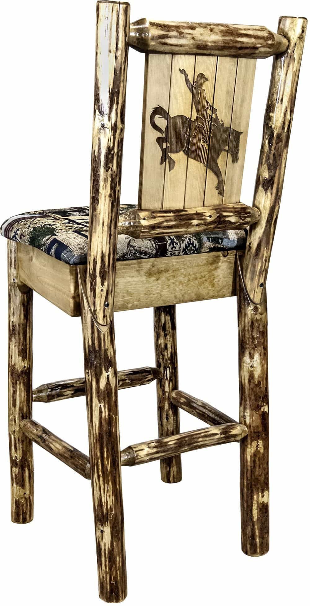 Montana Woodworks Glacier Country Kollektion Counter Height Barstool Woodland Polsterung mit Lasergravur Design