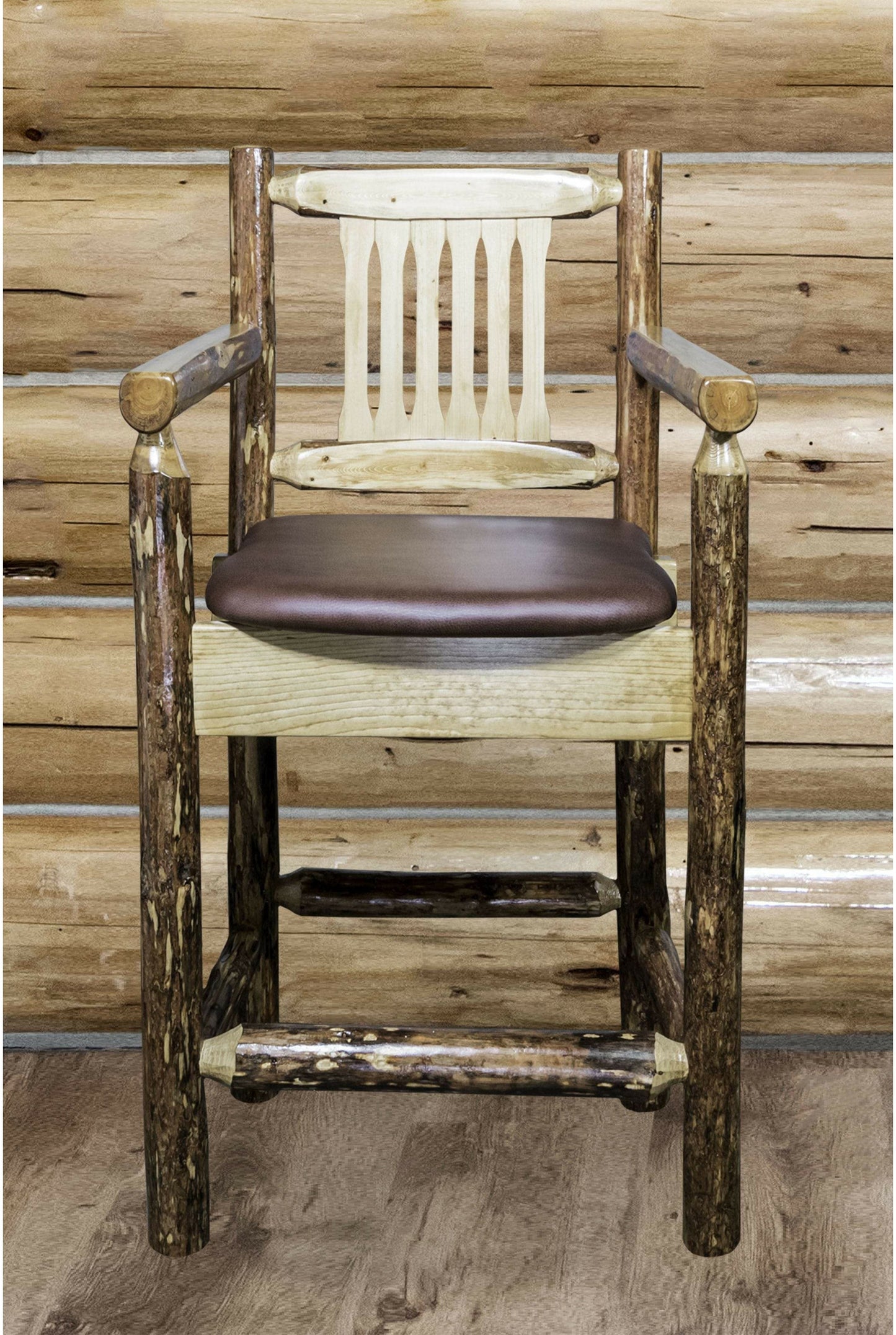 Montana Woodworks Glacier Country Kollektion Counter Height Captain's Barshocker mit Sitzmuster