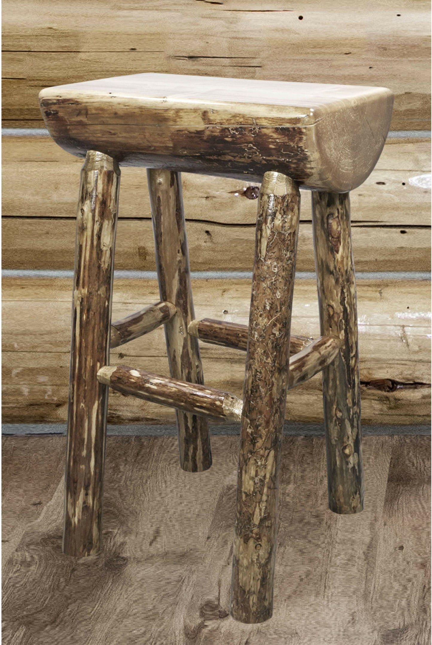 Montana Woodworks Glacier Country Kollektion Counter Height Halb Log Barstool