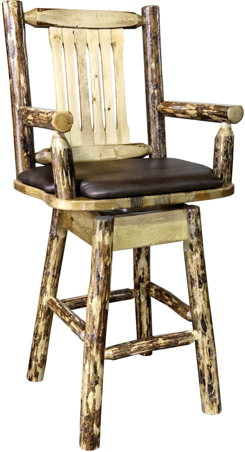 Montana Woodworks Glacier Country Kollektion Counter Height Swivel Captain's Barshocker mit Mustern