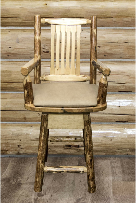 Montana Woodworks Glacier Country Kollektion Counter Height Swivel Captain's Barshocker mit Mustern