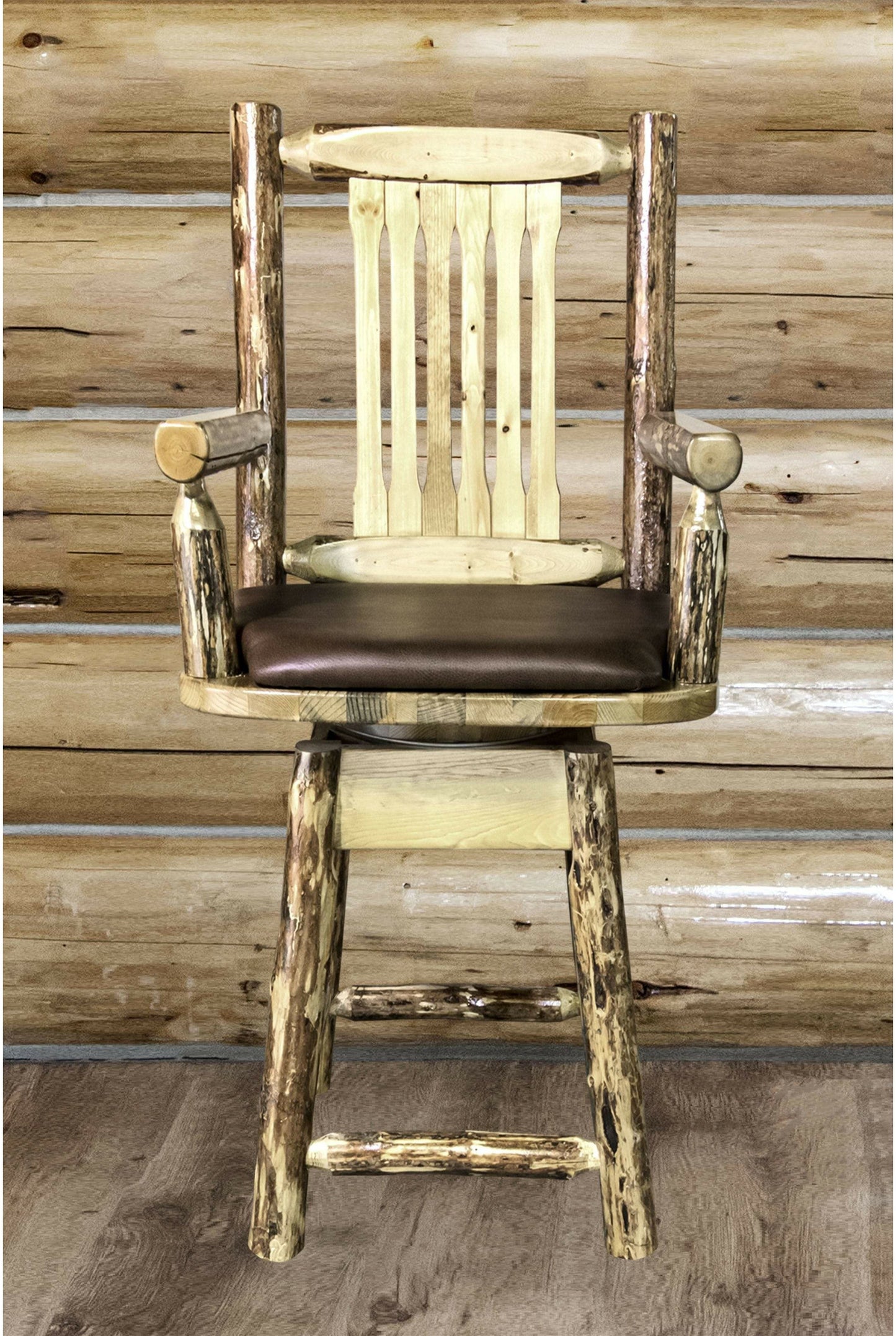 Montana Woodworks Glacier Country Kollektion Counter Height Swivel Captain's Barshocker mit Mustern