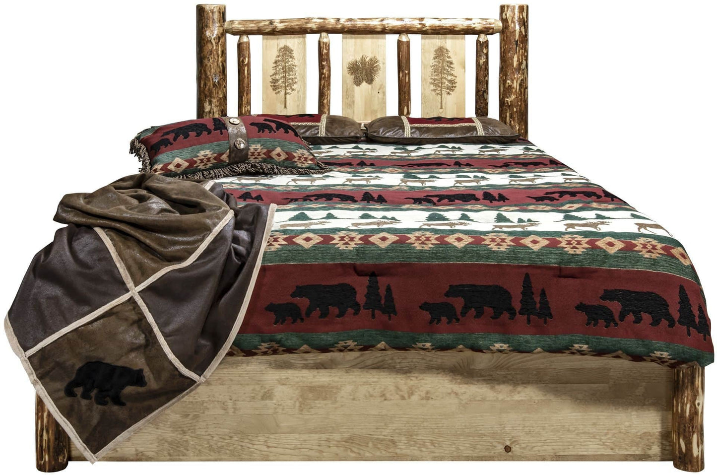 Montana Woodworks Glacier Country Kollektion Vollständige Speicherplattform mit Lasergravurdesign