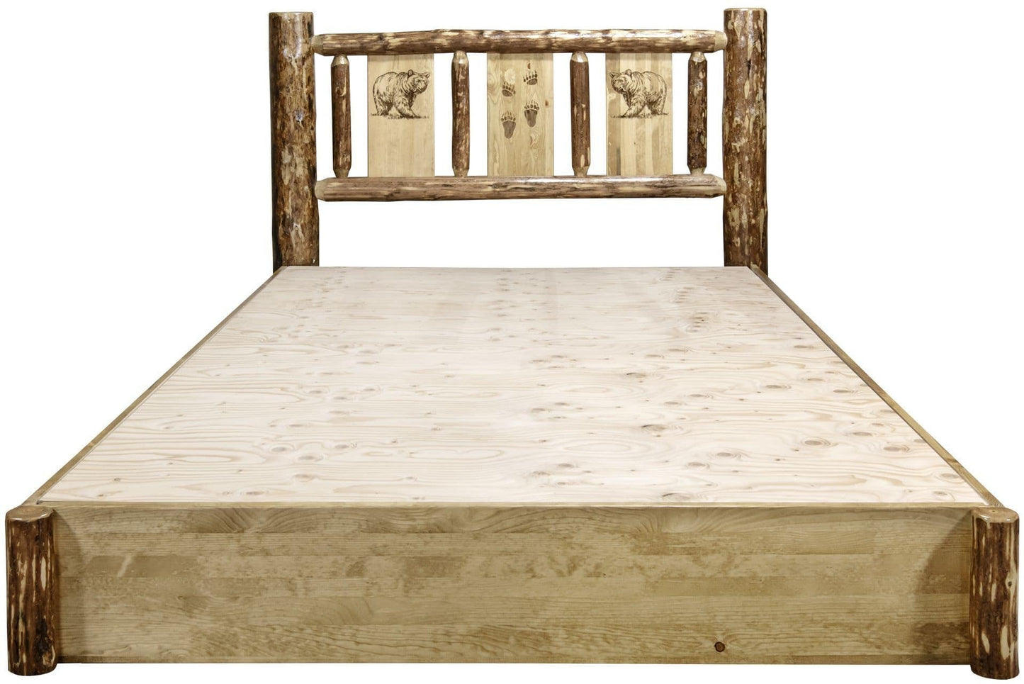 Montana Woodworks Glacier Country Kollektion King Speicherplattform mit Lasergravur Design