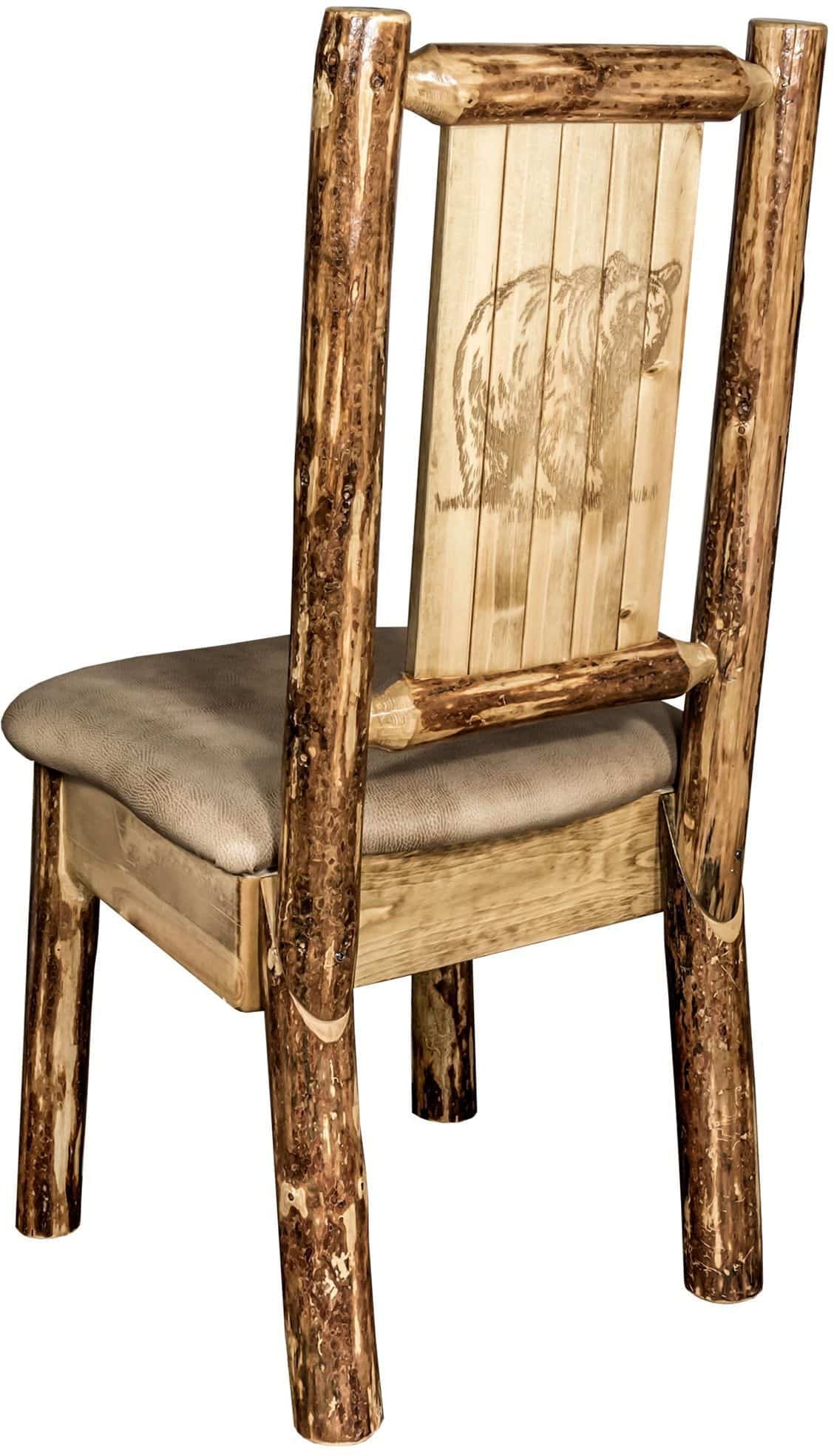 Montana Woodworks Glacier Country Kollektion Seitenstuhl Buckskin Polsterung mit Lasergravur Design